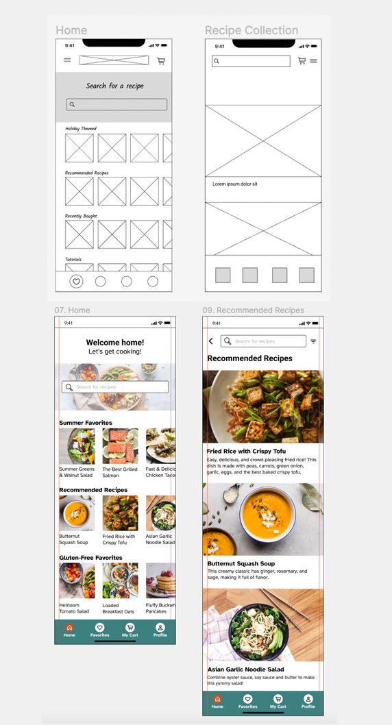  Low- to high-fidelity wireframes 