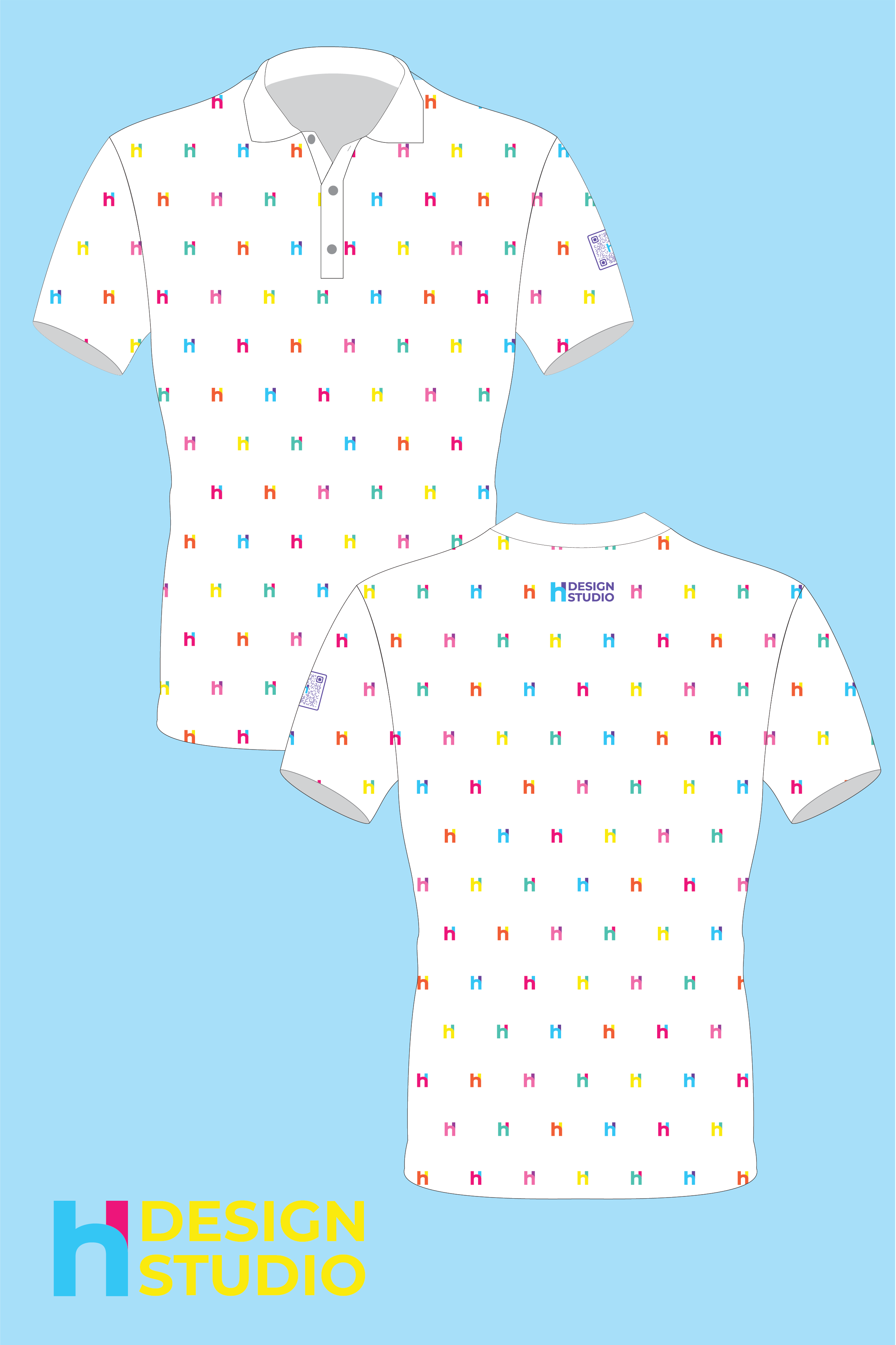 White Pattern Disc Golf Polo
