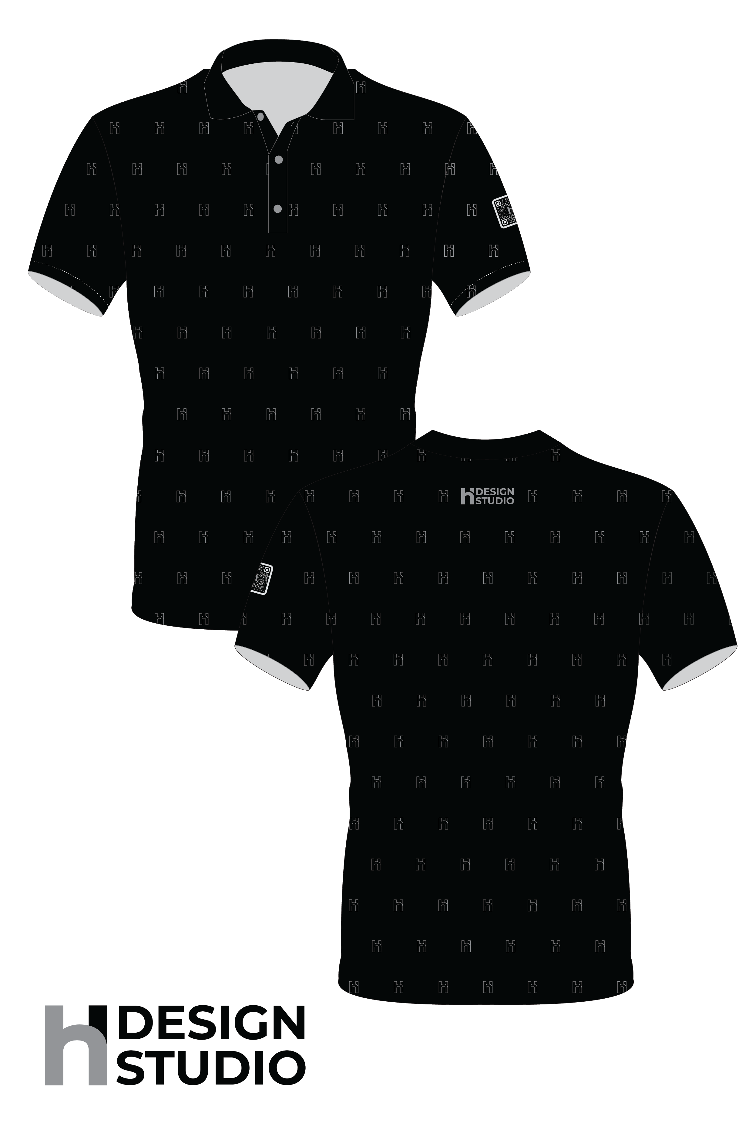 Black Pattern Disc Golf Polo