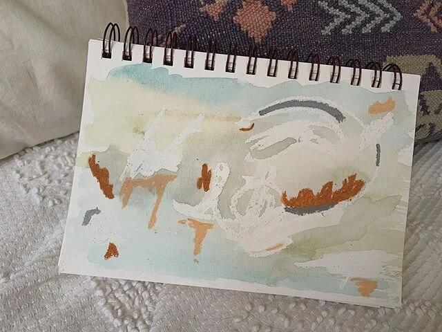 playing around with colors, mediums, styles... sometimes it&rsquo;s just a matter of putting brush to paper and not thinking about a thing. feels good. .
.
.
.
.
.
#abstractart #artonpaper #mamaartist #emergingartist #showyourwork #femaleartists  #ab