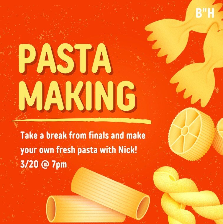 Gauchos! Take a break from studying and come make fresh pasta with Nick! Hope to see you there tonight at 7pm! 🍝

Big shoutout to @tassinari_ucsb for leading this event!!

*Also there will be Shabbat dinner this week at Chabad at 7:30pm!* 

Good luc