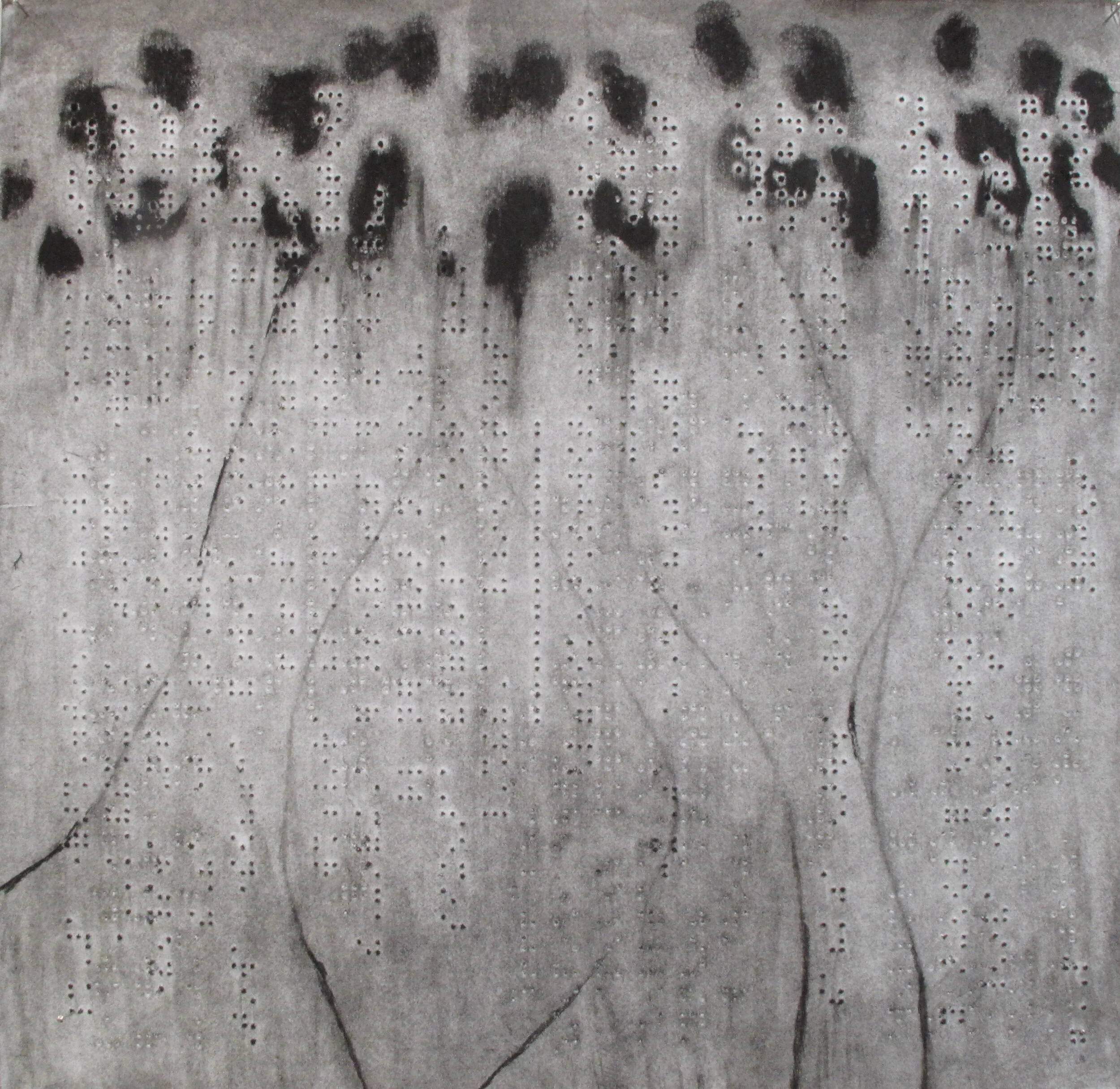  The Garden, 10”75×10.5” charcoal on Braille embossed paper Private collection, Milan, Italy 