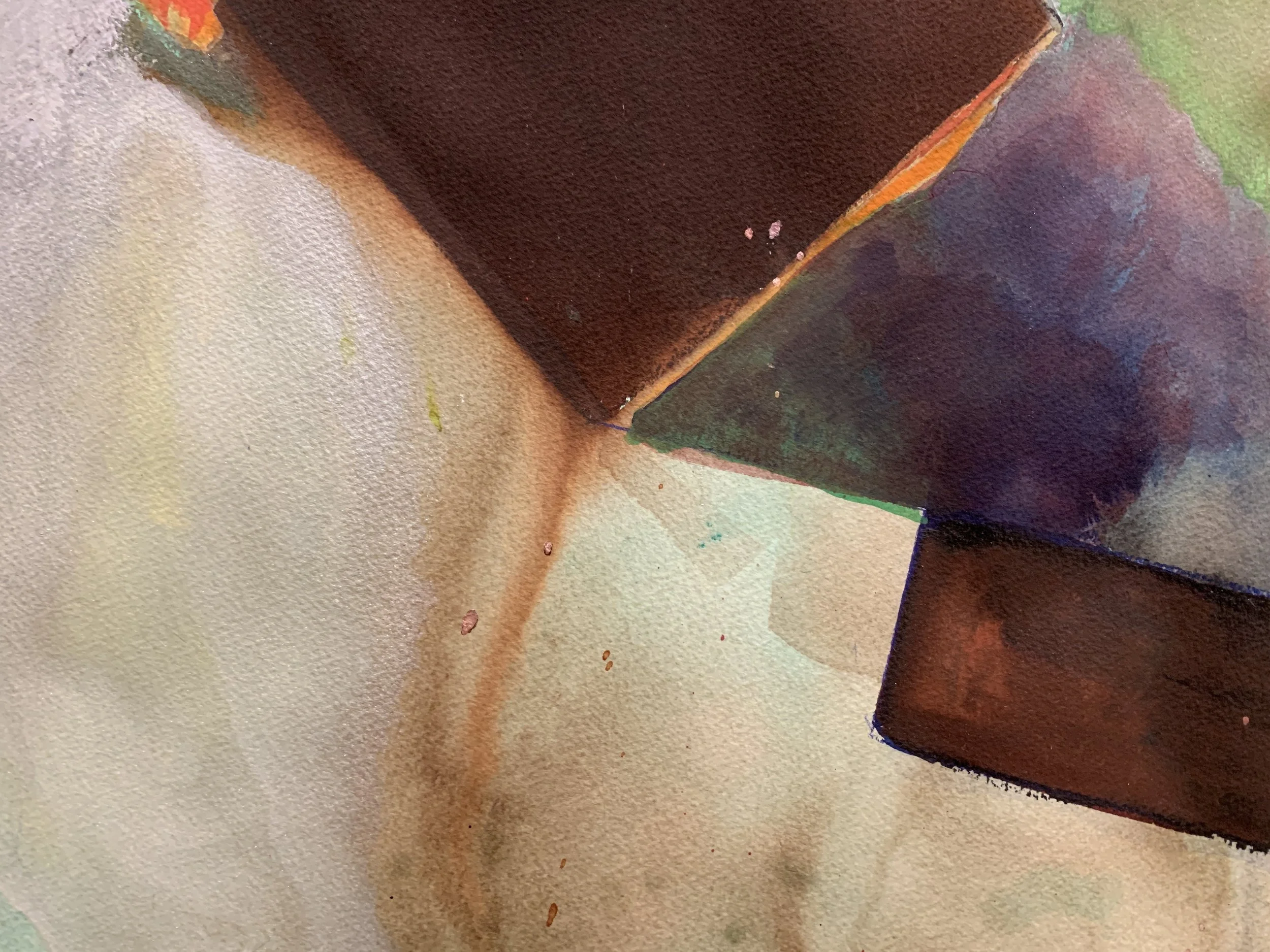   Wade in the Water, detail   64"x102 2023 Watercolors, Inks, acrylics, oil paint, crayons, soft pastel on Arches watercolor paper 