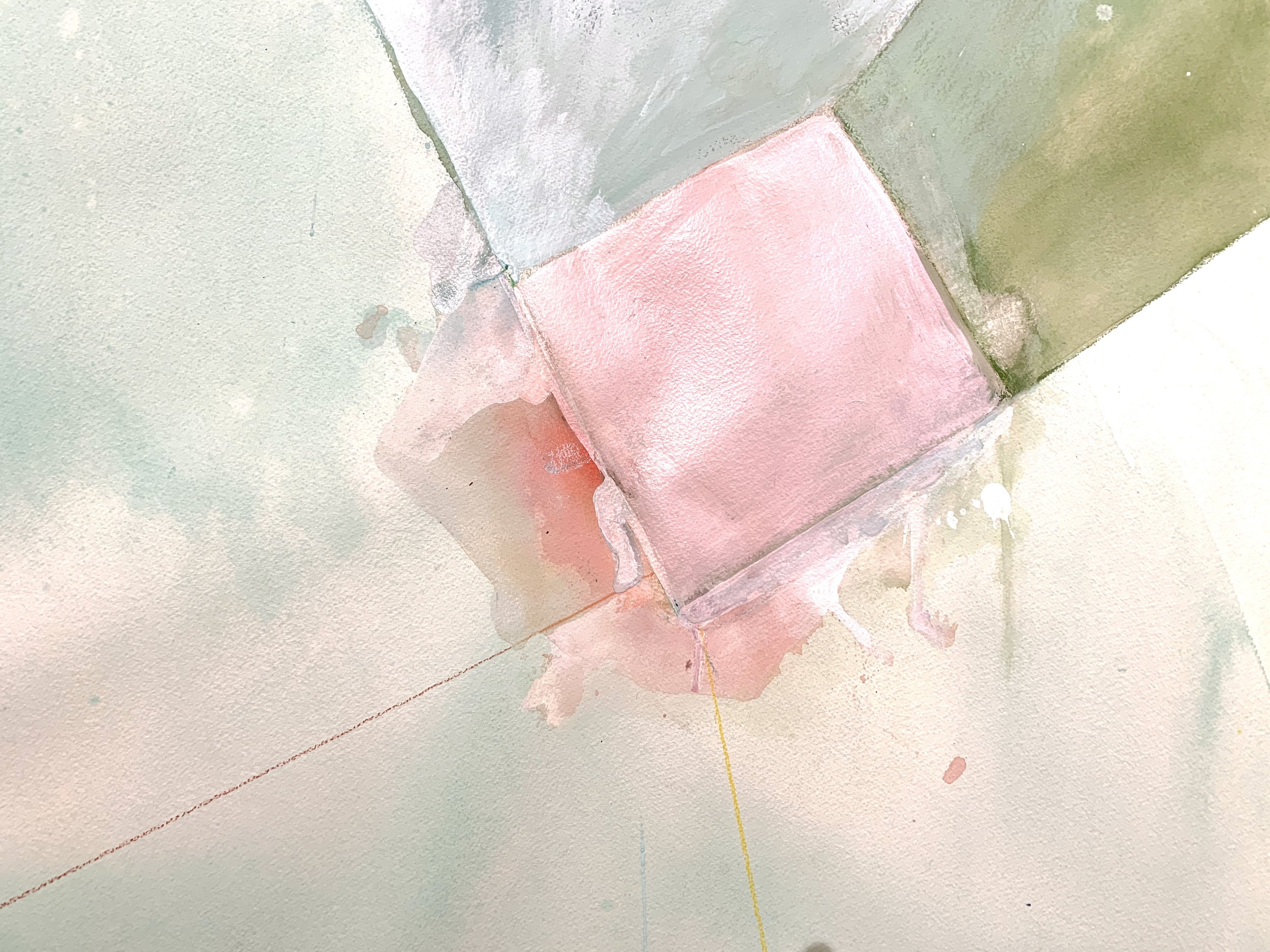   Wade in the Water, detail   64"x102 2023 Watercolors, Inks, acrylics, oil paint, crayons, soft pastel on Arches watercolor paper 