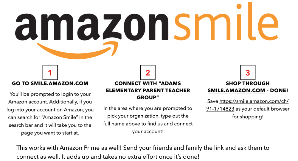 Amazonsmile Adams Elementary School Ptg