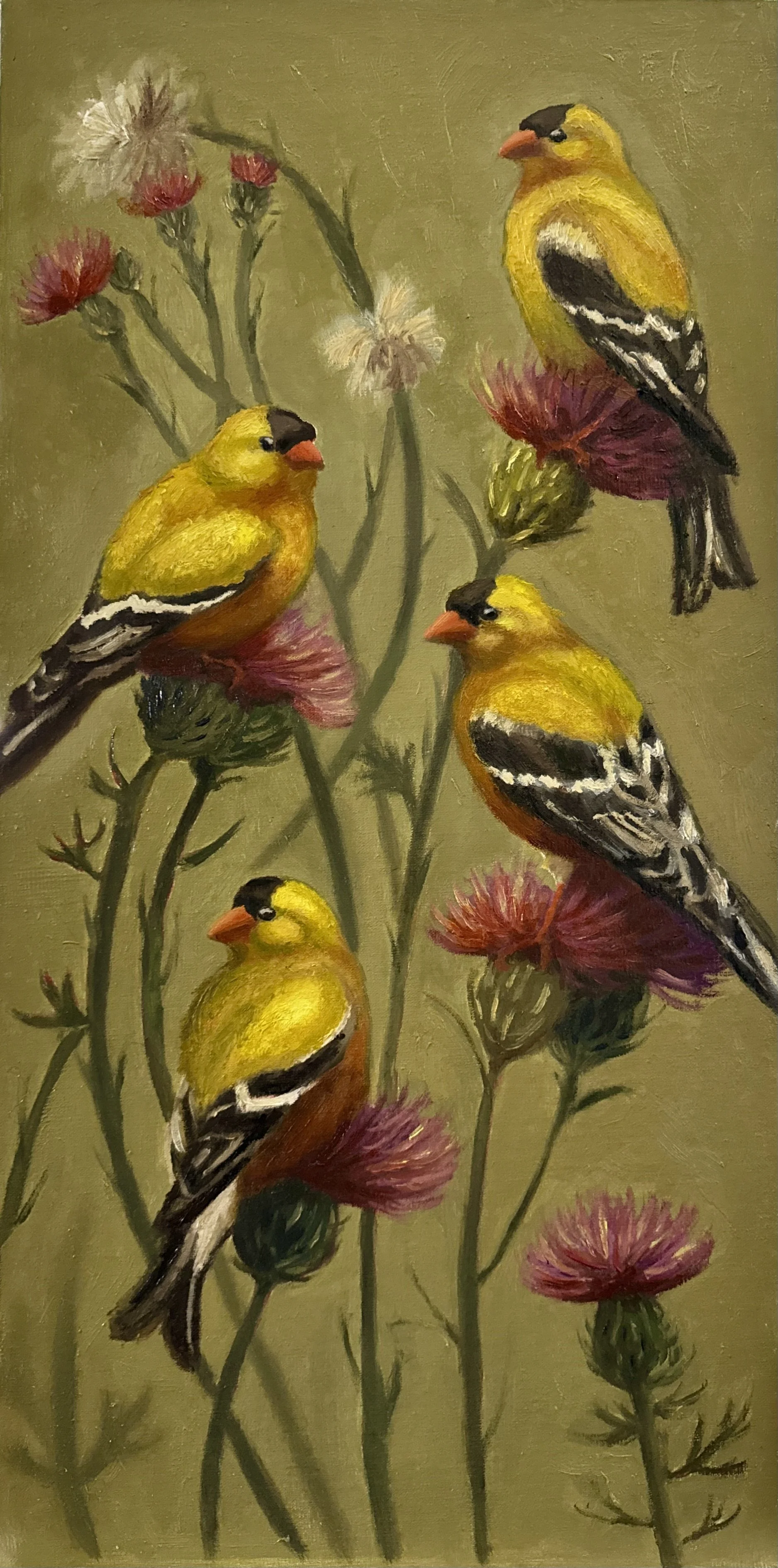 A Charm of Goldfinches, 12x24.jpeg