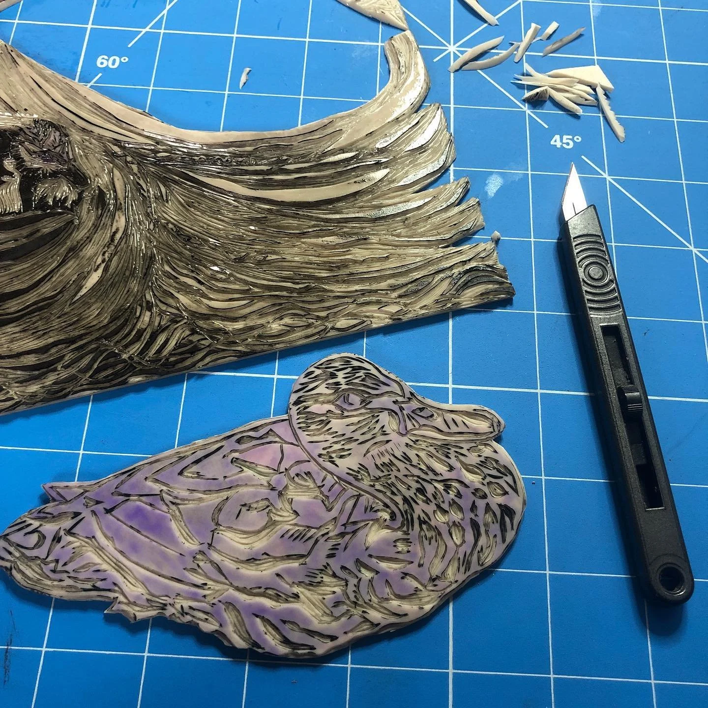 Sabotaging an old linocut, that I never liked the composition of once I&rsquo;d finished it.

I loved Daisy the Duck 🦆 however, so I&rsquo;ve set her free from the weight of her surroundings 🤣🤣🤣

Stick around to see what I print with my new solo 