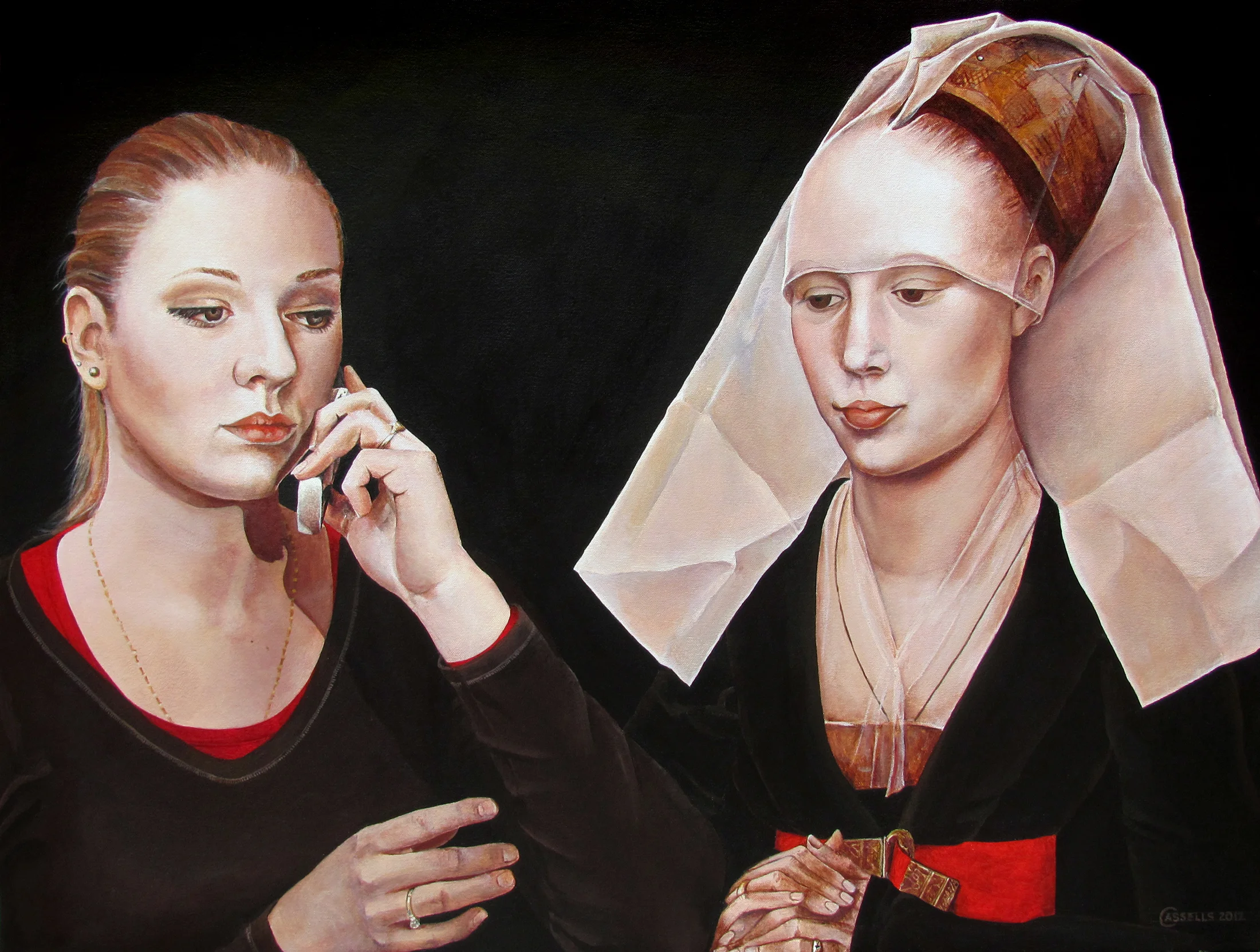 "Ksenya and A Portrait of A Woman (after Rogier van der Weyden)”
