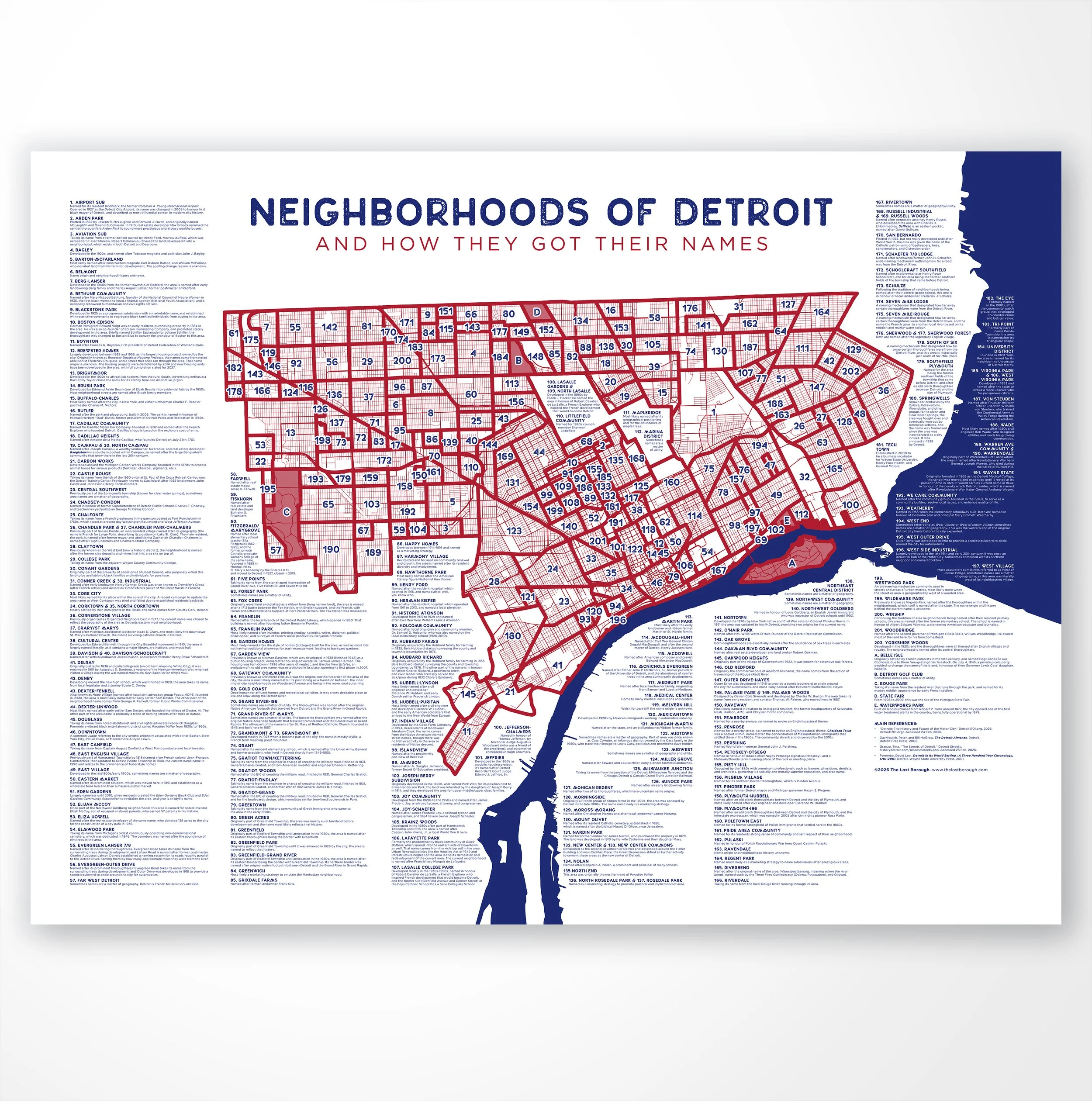 Detroit Neighborhood Names Print