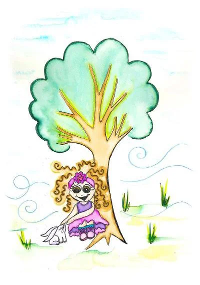 veda pic veda sitting by tree.jpg