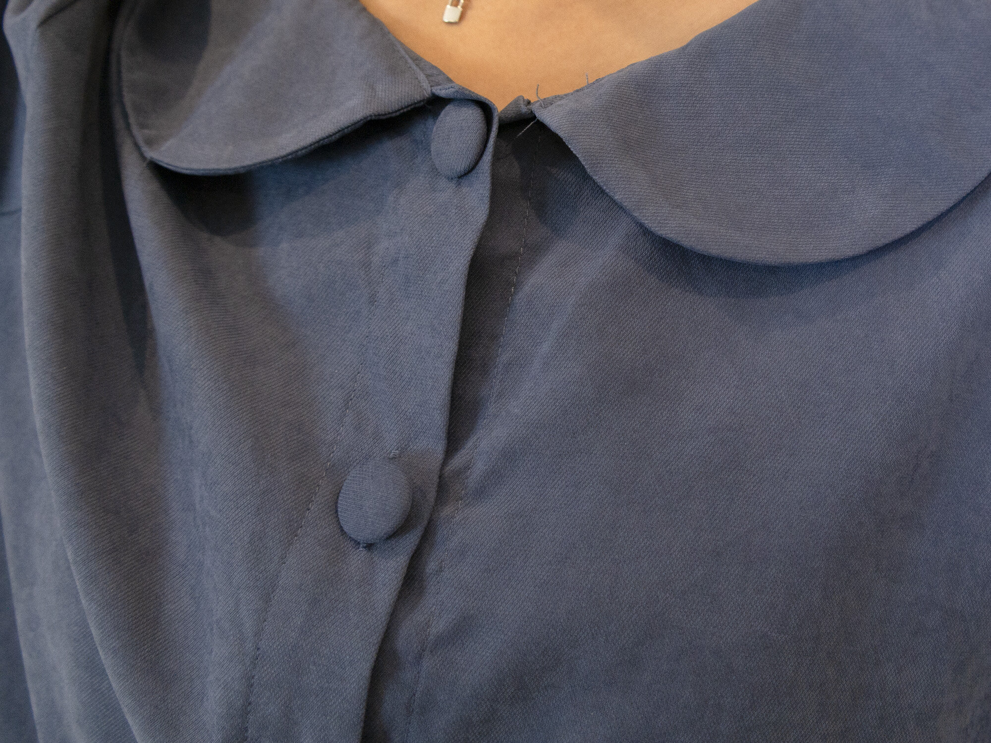 Vintage] Peter Pan Collared Blue Blouse 