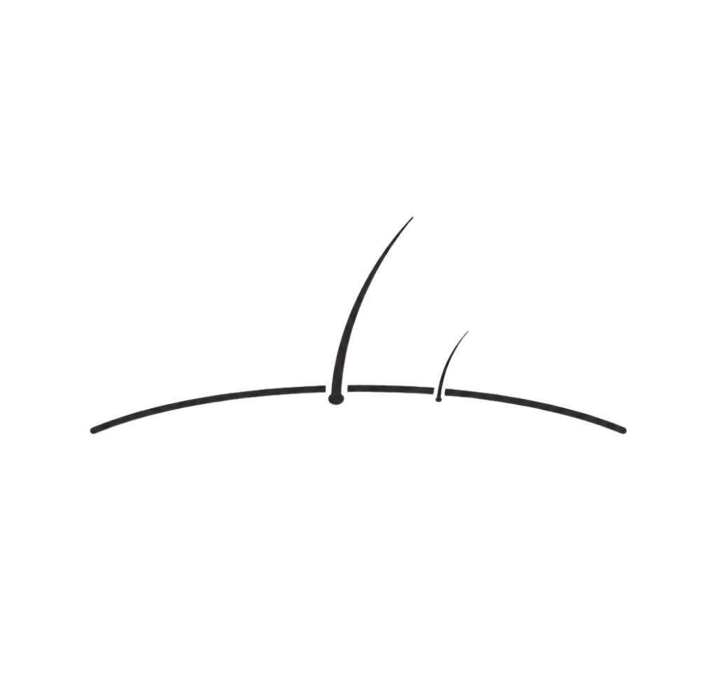 Clinical line-art icon representing normal fine facial hair regrowth after dermaplaning.