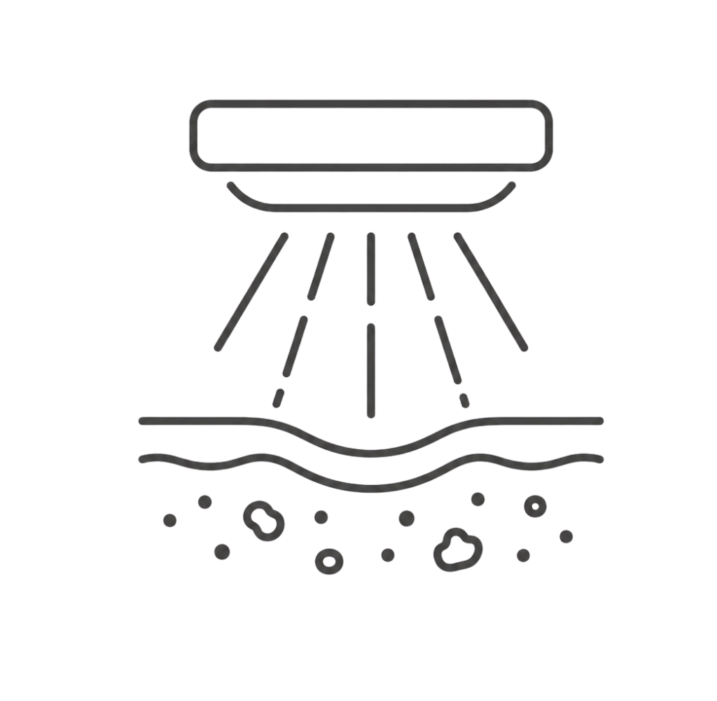 Clinical line-art icon showing IPL light directed into the skin, representing an IPL Skin Rejuvenation consultation.