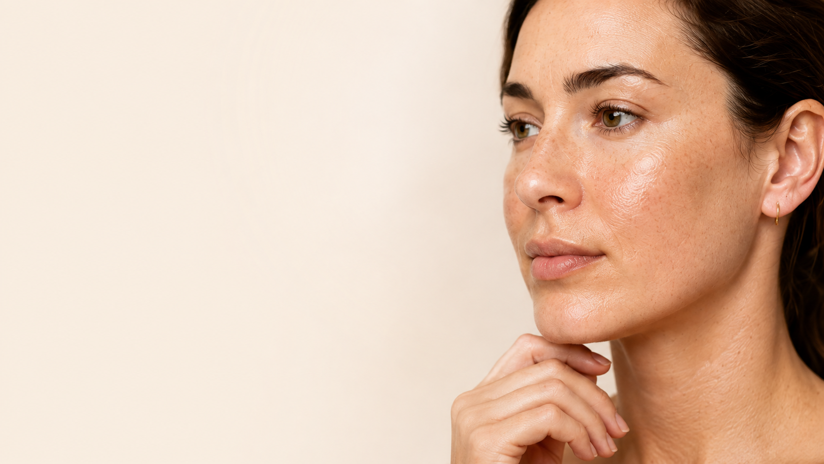 Woman with fresh hydrated skin representing dehydration and dullness concerns
