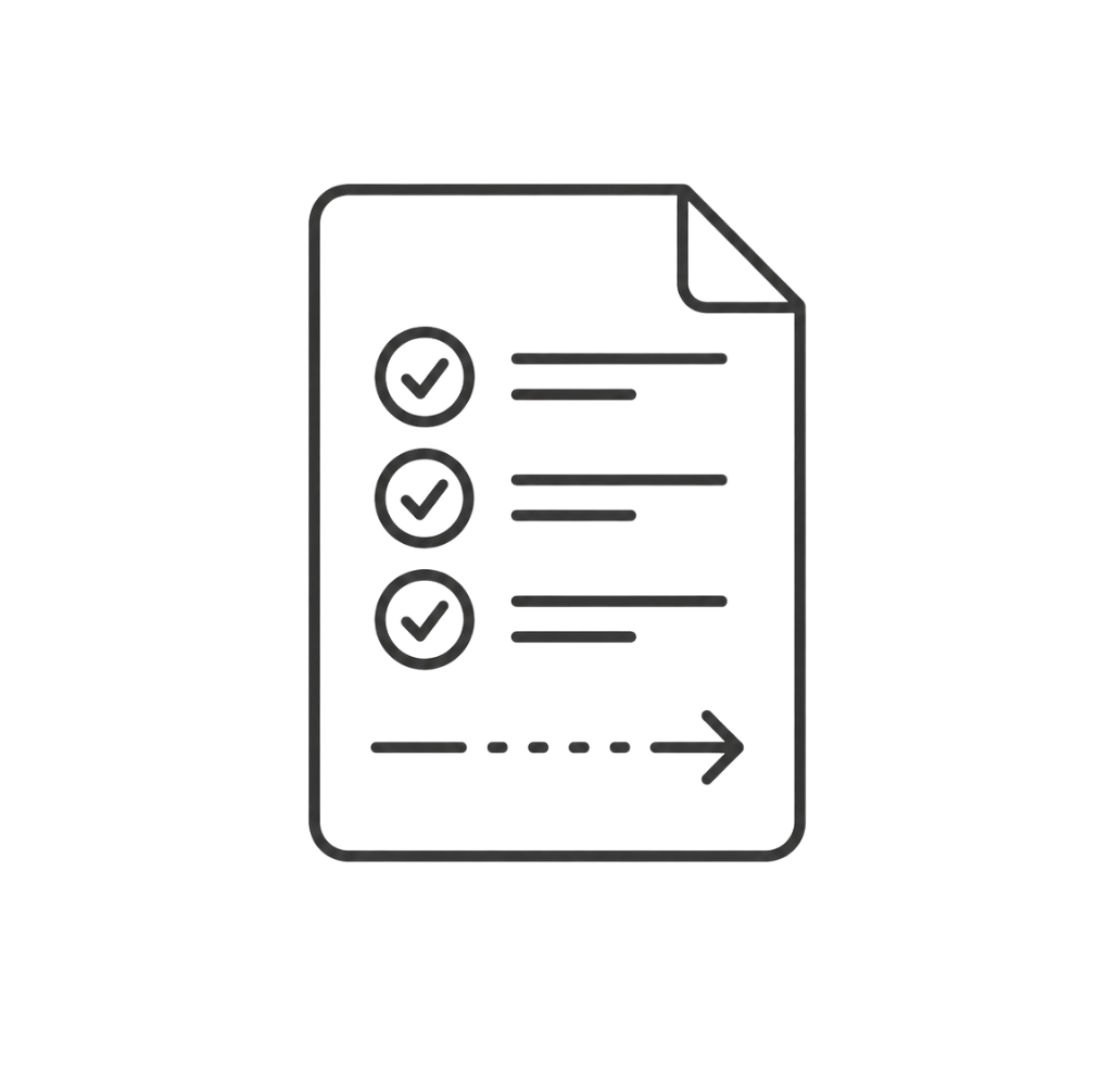Clinical line-art icon representing personalised recommendations, treatment planning and clear next steps after a skin consultation.