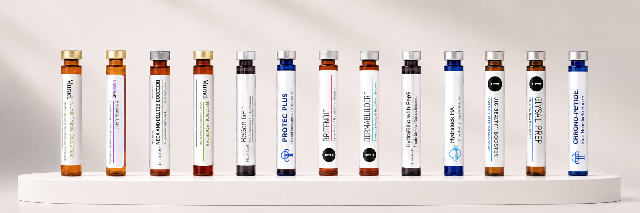HydraFacial professional booster collection available for personalised Deluxe and Platinum HydraFacial treatments at Sibu Skin and Beauty Canberra