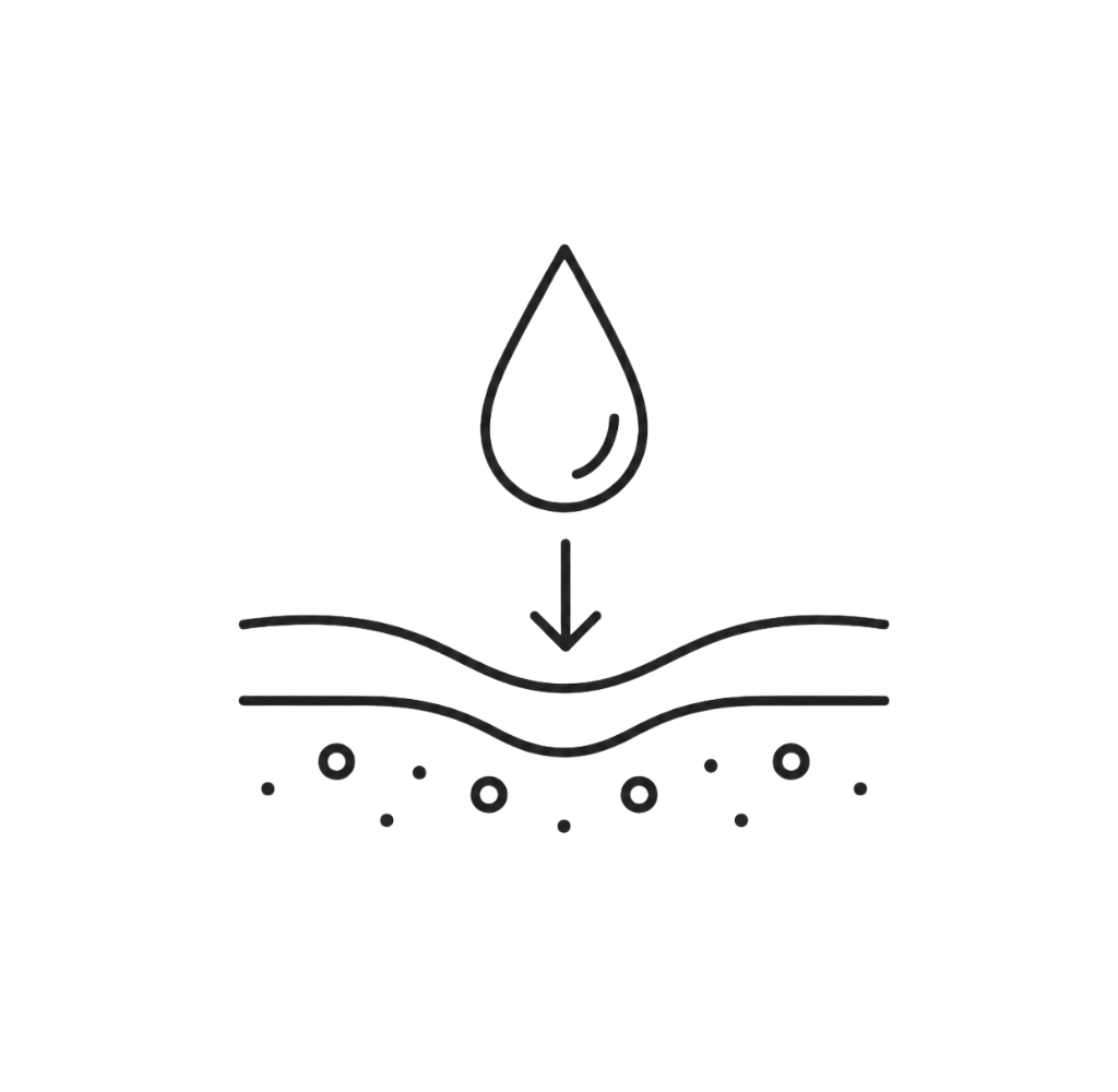 Hydration being restored into the skin to reduce tightness and support the skin barrier