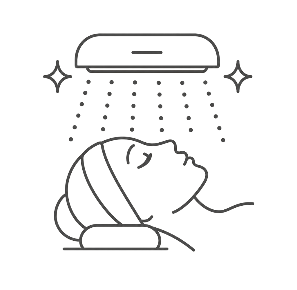 Line illustration representing LED light therapy for breakout-prone skin.