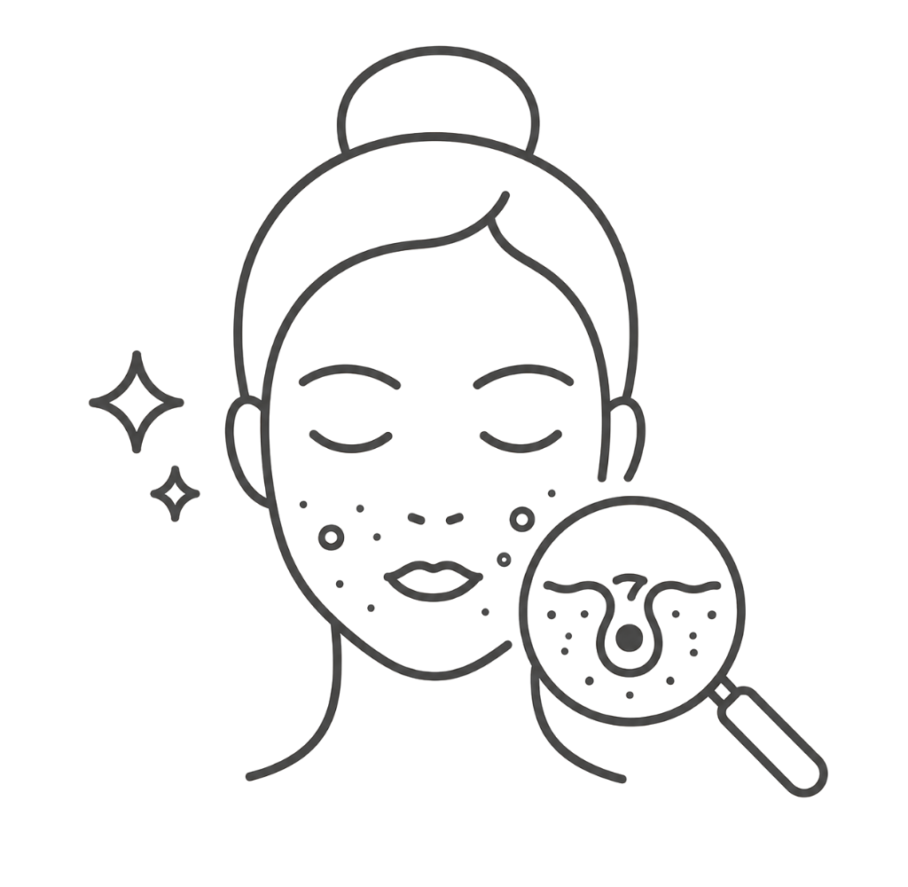 Line illustration representing the Signature – Acne treatment at Sibu Skin and Beauty.