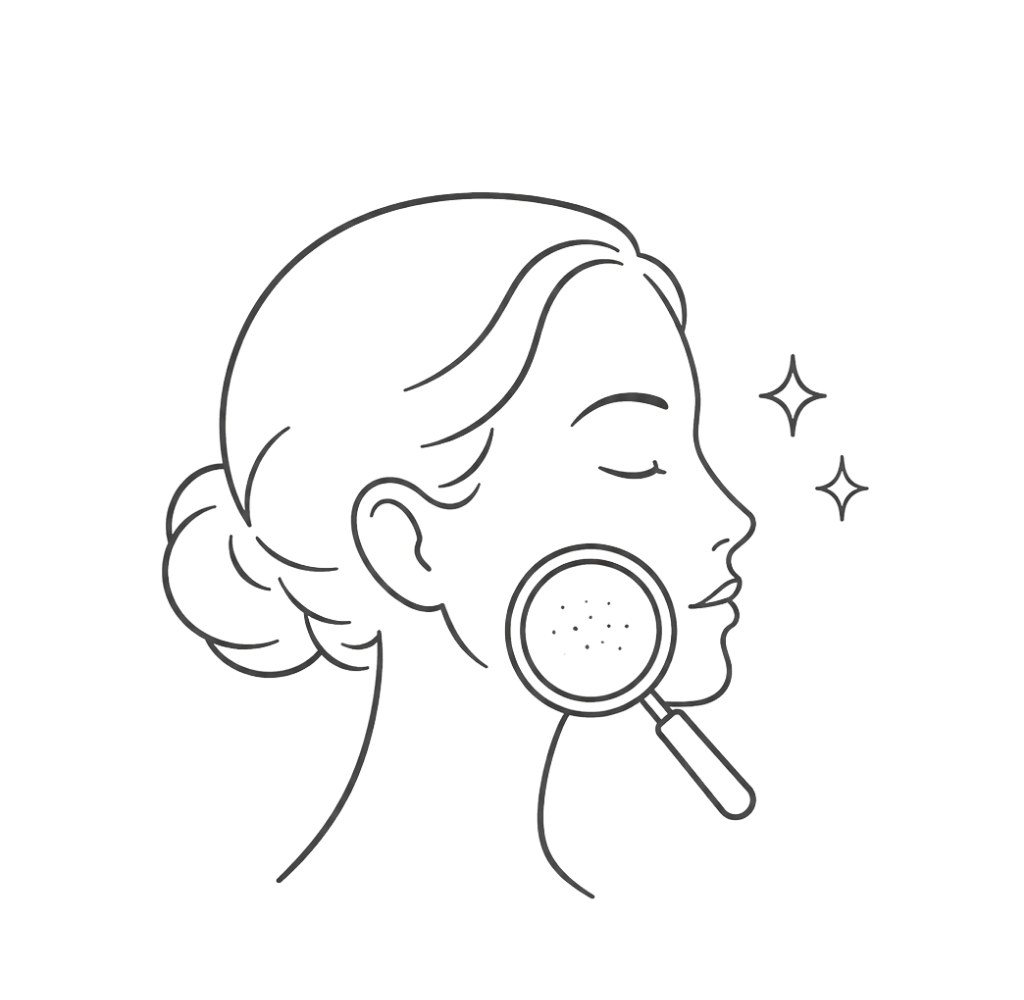 Pigmentation assessment icon representing evaluation of pigmentation type, skin health and treatment readiness