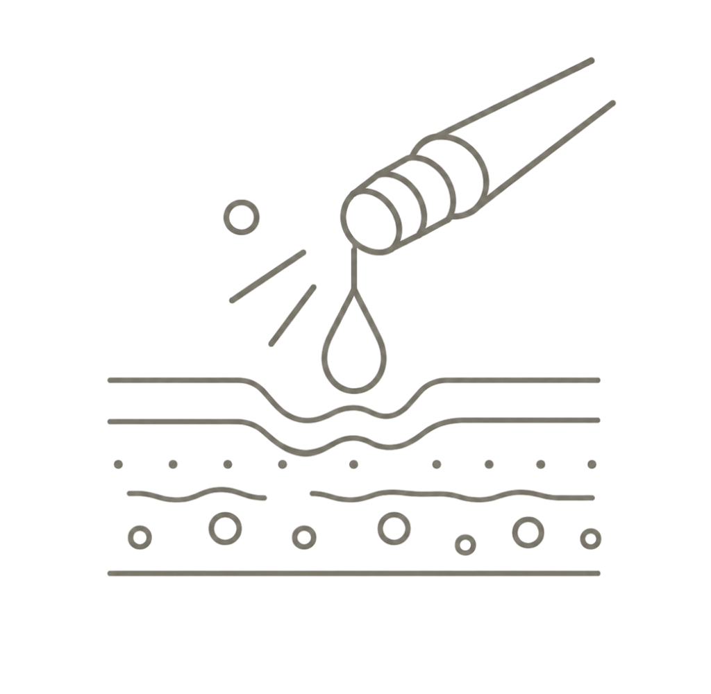Line illustration representing hydrodermabrasion for cleansing and congestion management.