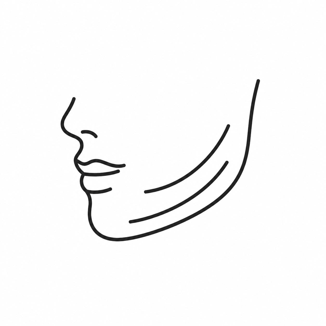 HydraFacial lymphatic drainage icon showing gentle fluid movement along the jawline
