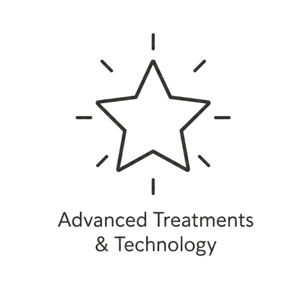 Star icon representing advanced skin treatments and technology.