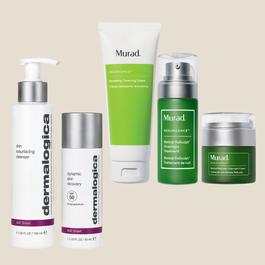 Dermalogica and Murad healthy ageing skincare products