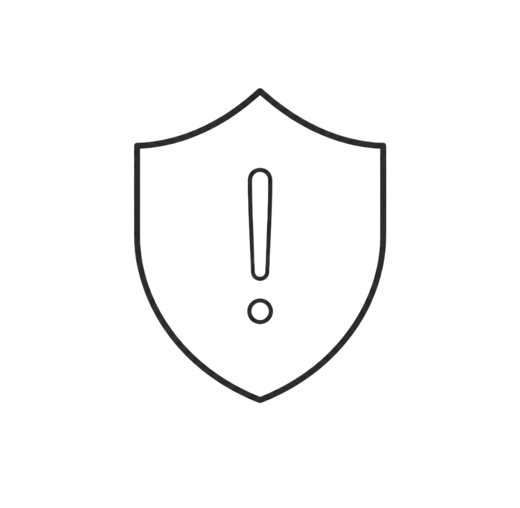 Clinical shield and caution icon representing contraindications or situations where dermaplaning may need to be postponed.