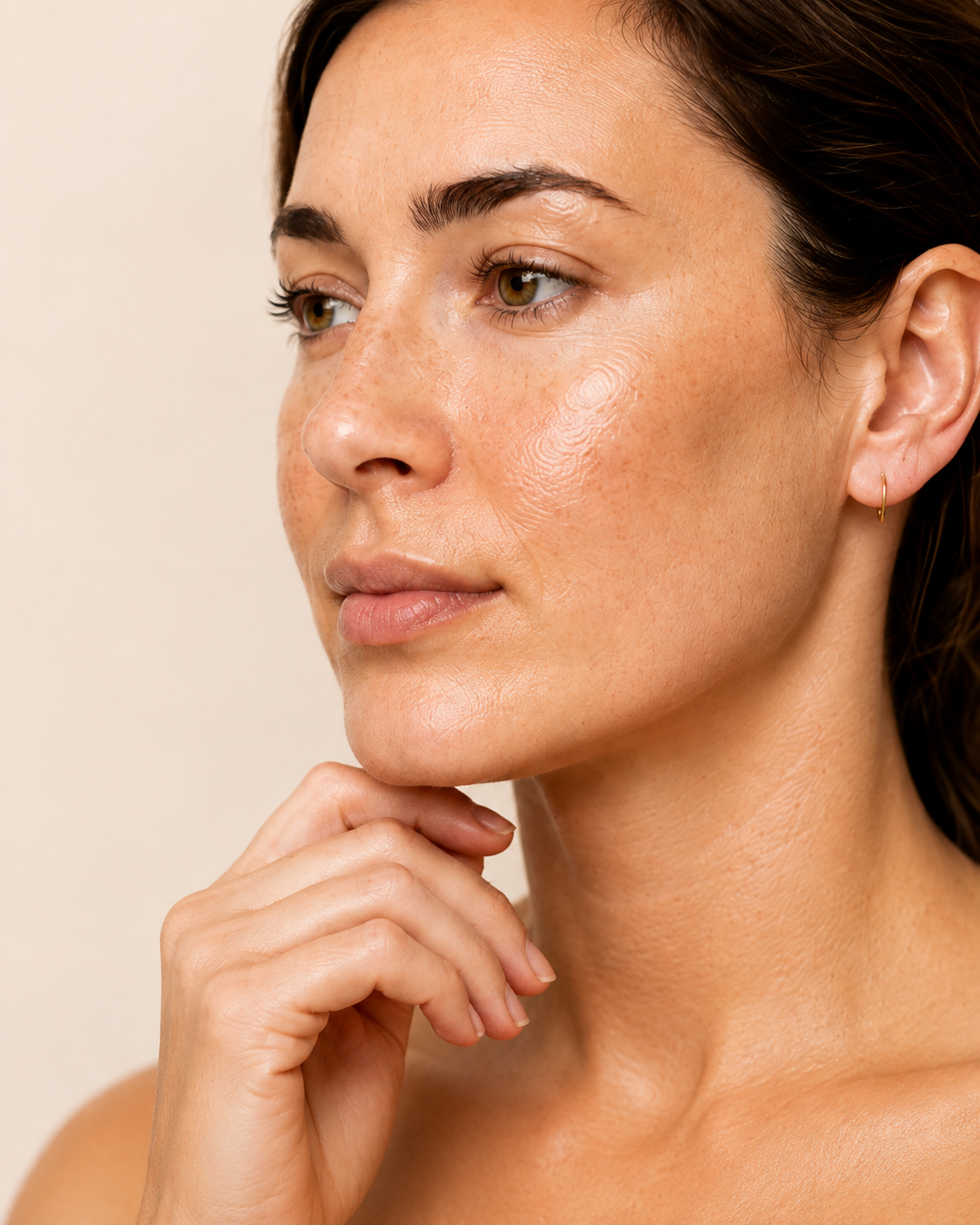 Close-up portrait of a woman with healthy, natural-looking skin, used for Sibu Skin and Beauty’s Welcome and Skin Consultations page.