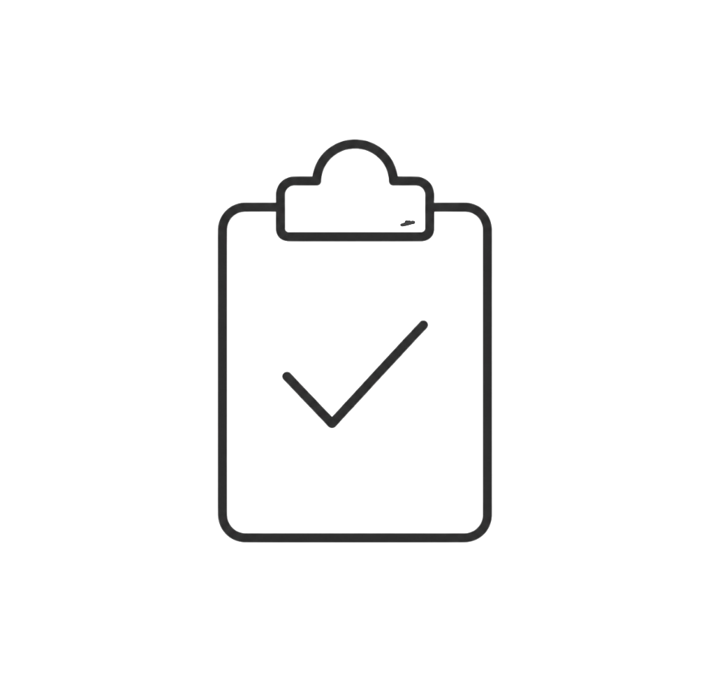 Clipboard and checkmark icon representing next steps after a skin consultation.