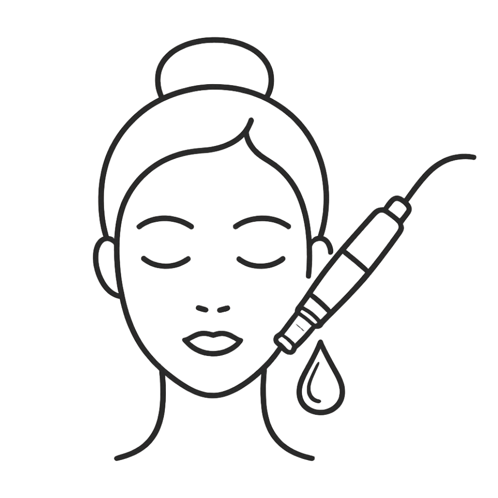 Line illustration representing HydraFacial treatment for congestion and breakout-prone skin.