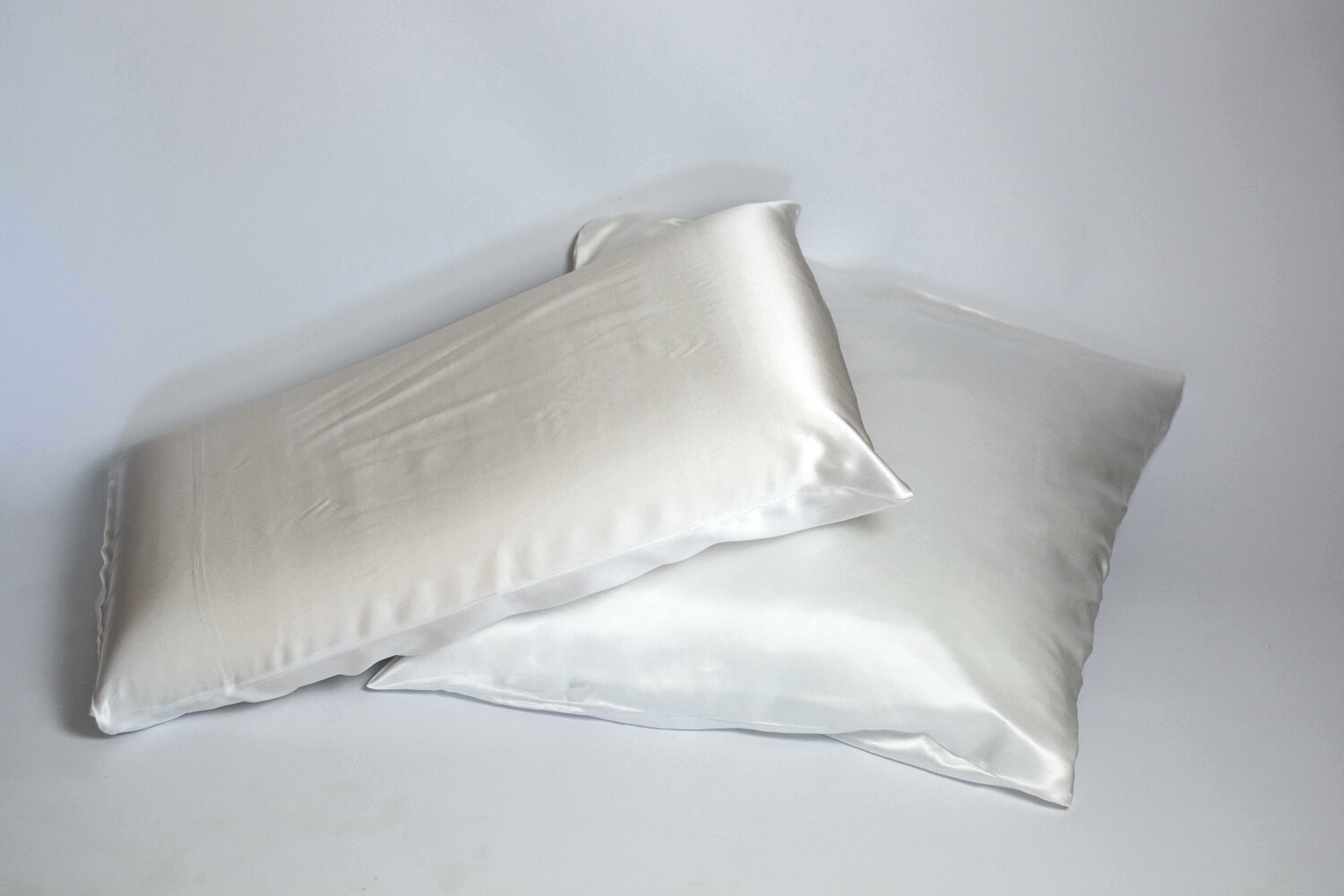 Taie d'oreiller en soie, Blanc crème, 60x70 + 5 cm, style Oxford
