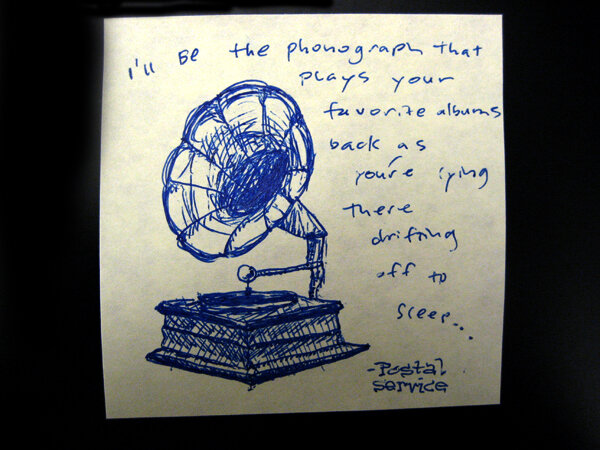 Phonograph Postal Service PostItNote AMUSETHEMUSES.jpg