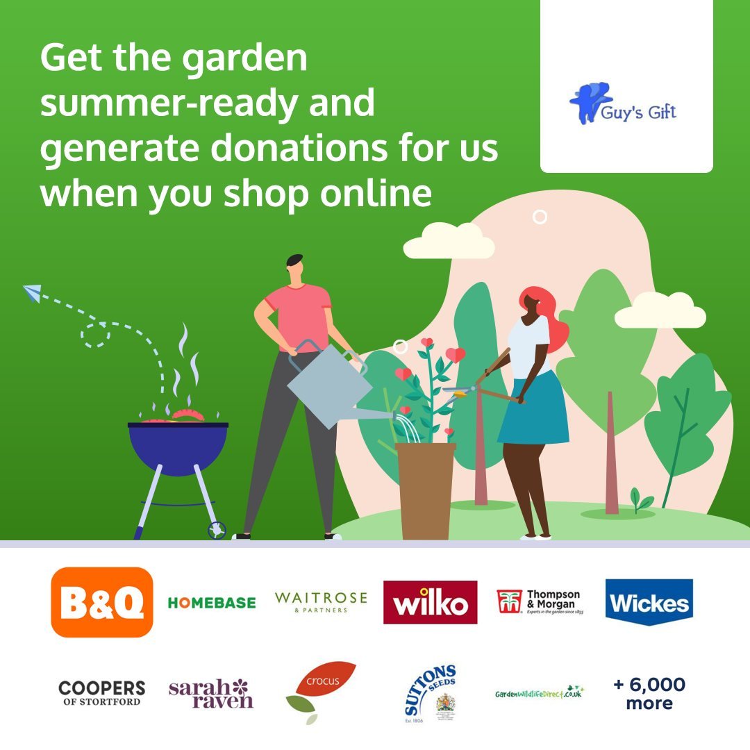 Sprucing up the garden? Generate free donations for us on everything you need with @giveasyoulive!

💸 It's free
📱 There's a handy app
🛍️ There are over 6,000 stores!

Head to our bio to follow the link to sign u today!

 #SupportForBereavedChildre