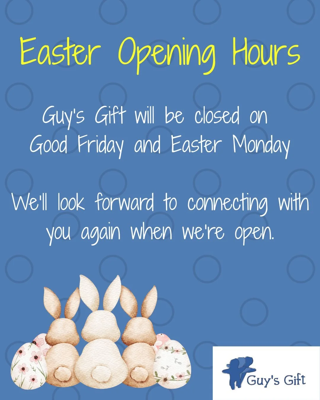 Sharing our Easter opening hours: 

Over the Easter period, our services will be closed on the bank holidays.
We will be closed on:
- Good Friday
- Easter Monday

We will be open as usual outside of these dates.
💙 Wishing everyone a gentle and restf
