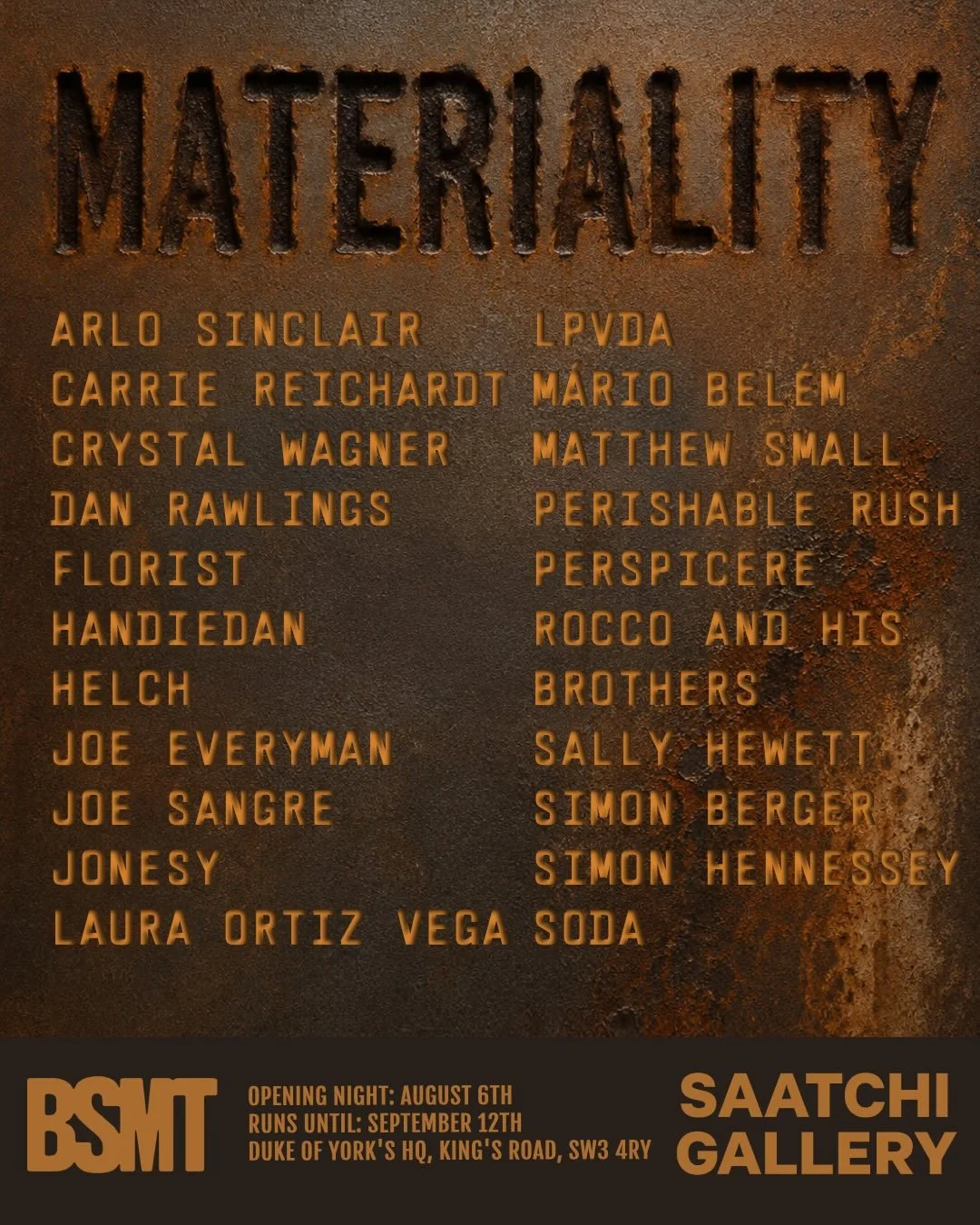 Very honoured to be invited by @bsmtspace to be part of their group show at @saatchi_gallery . It&rsquo;s the PV tonight but unfortunately I&rsquo;m still working in the USA and will miss it. I also forgot to take pictures of my work !! Fantastic lin