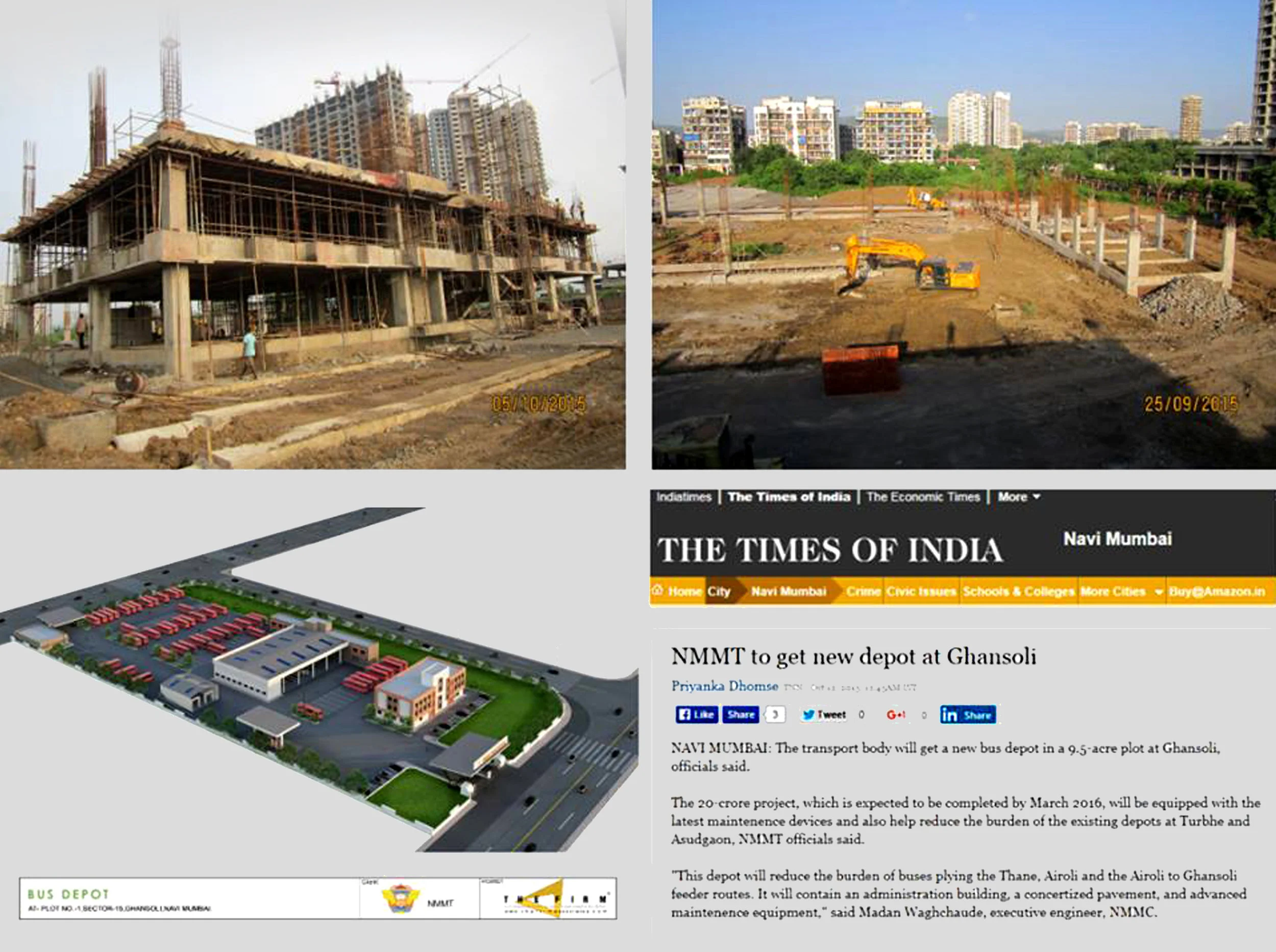 Navi Mumbai Municipal Transport Bus Depot, designed by THE FIRM, in News - Times of India - March 2016