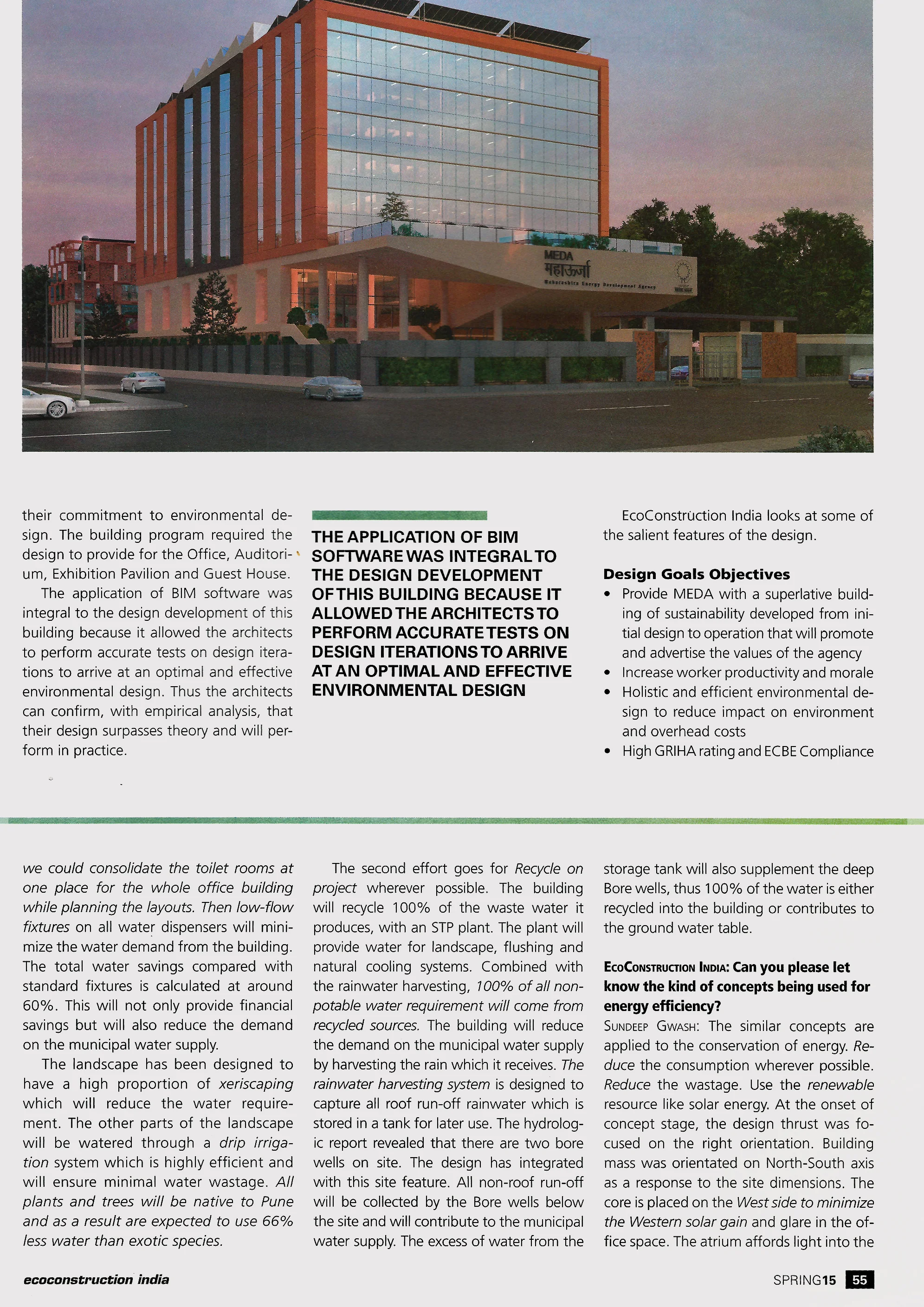 THE FIRM incorporates Sustainability in MEDA Office Design, featured in Eco Construction - June 2015