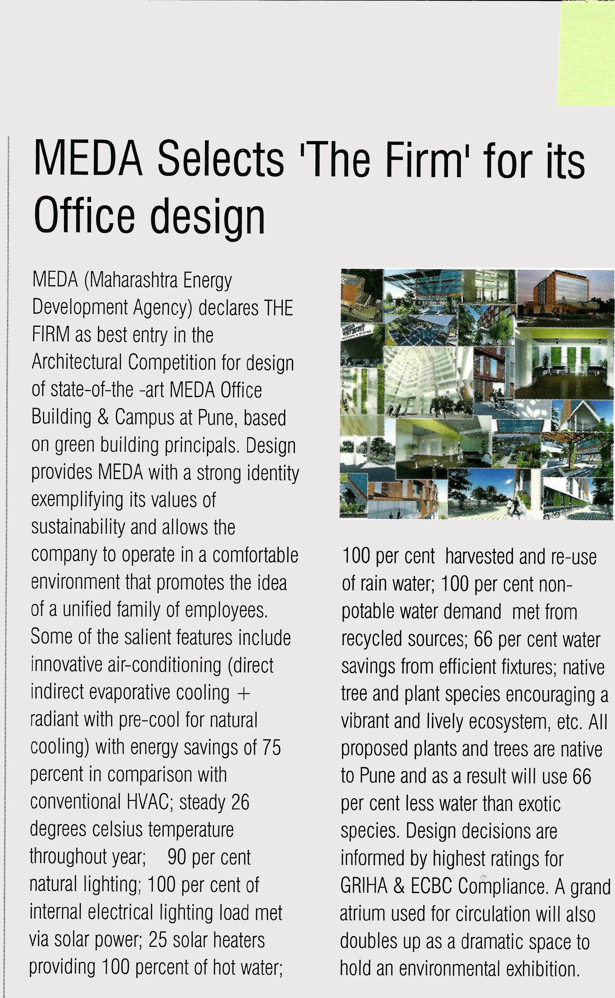 'MEDA selects THE FIRM for its Office Design' : In news, Architecture Update - January 2015