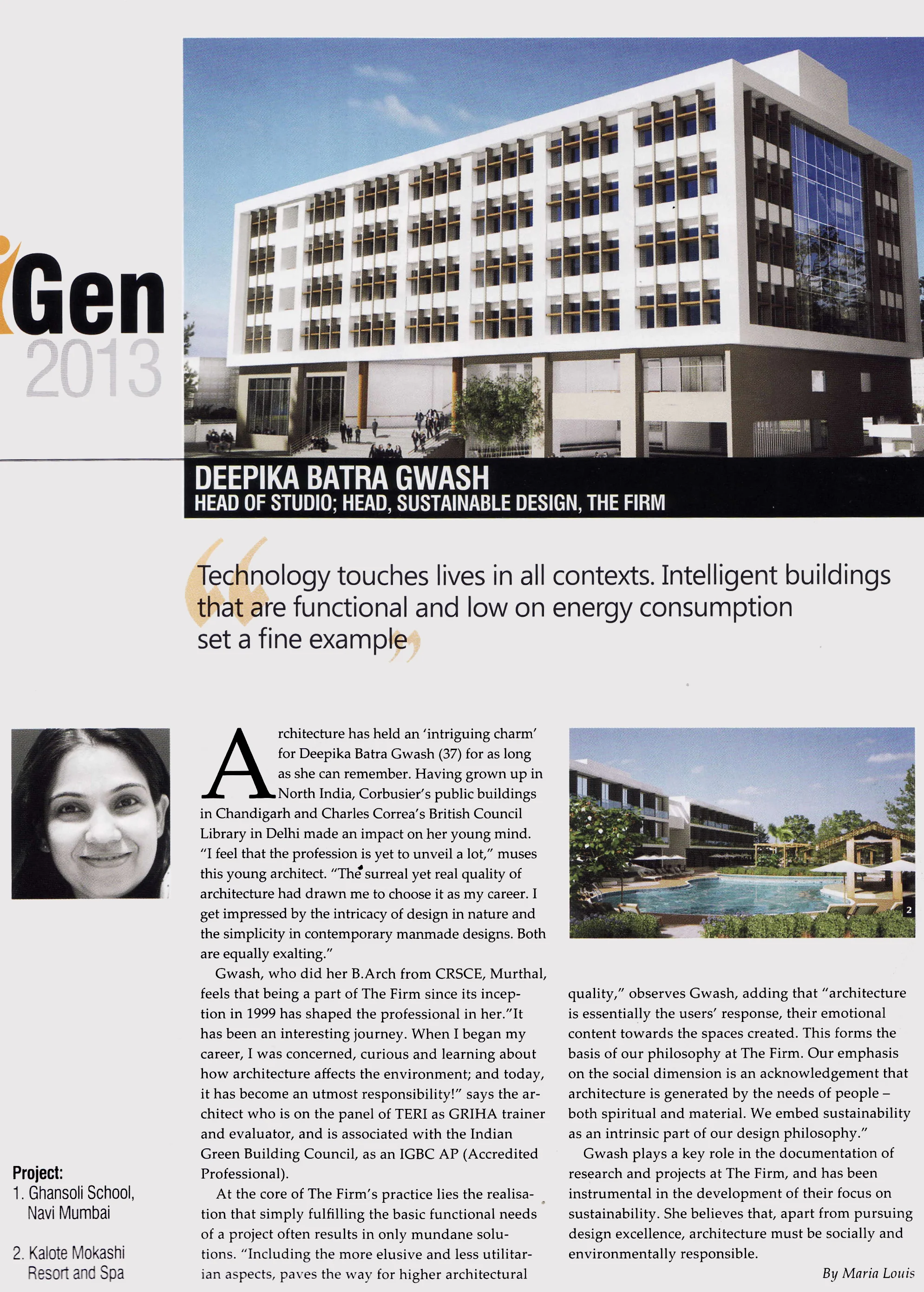 'Architect &amp; Interiors India' Anniversary Issue honors iGen 2013 Architects : Arch. Deepika Batra &amp; Vishal Shah represent THE FIRM