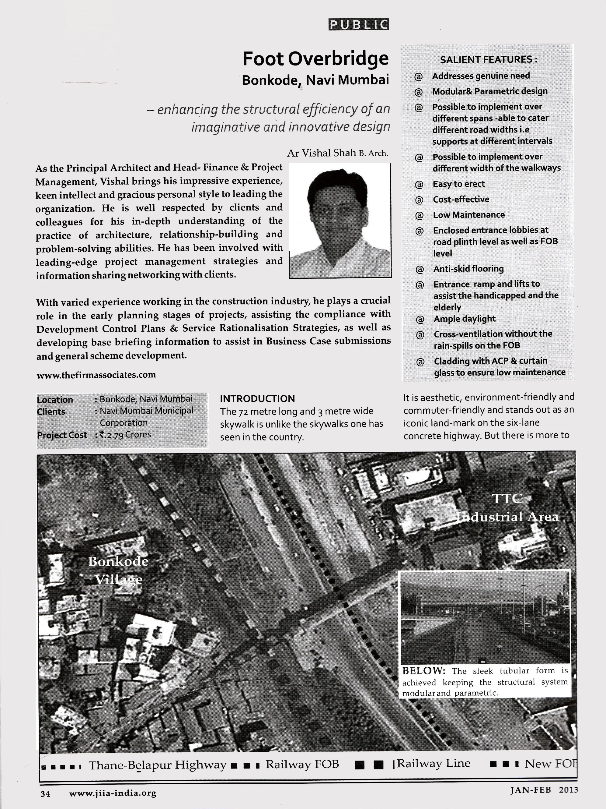 Project NMMC Skywalk featured in JIIA : Arch. Vishal Shah shares its salient features - February 2013