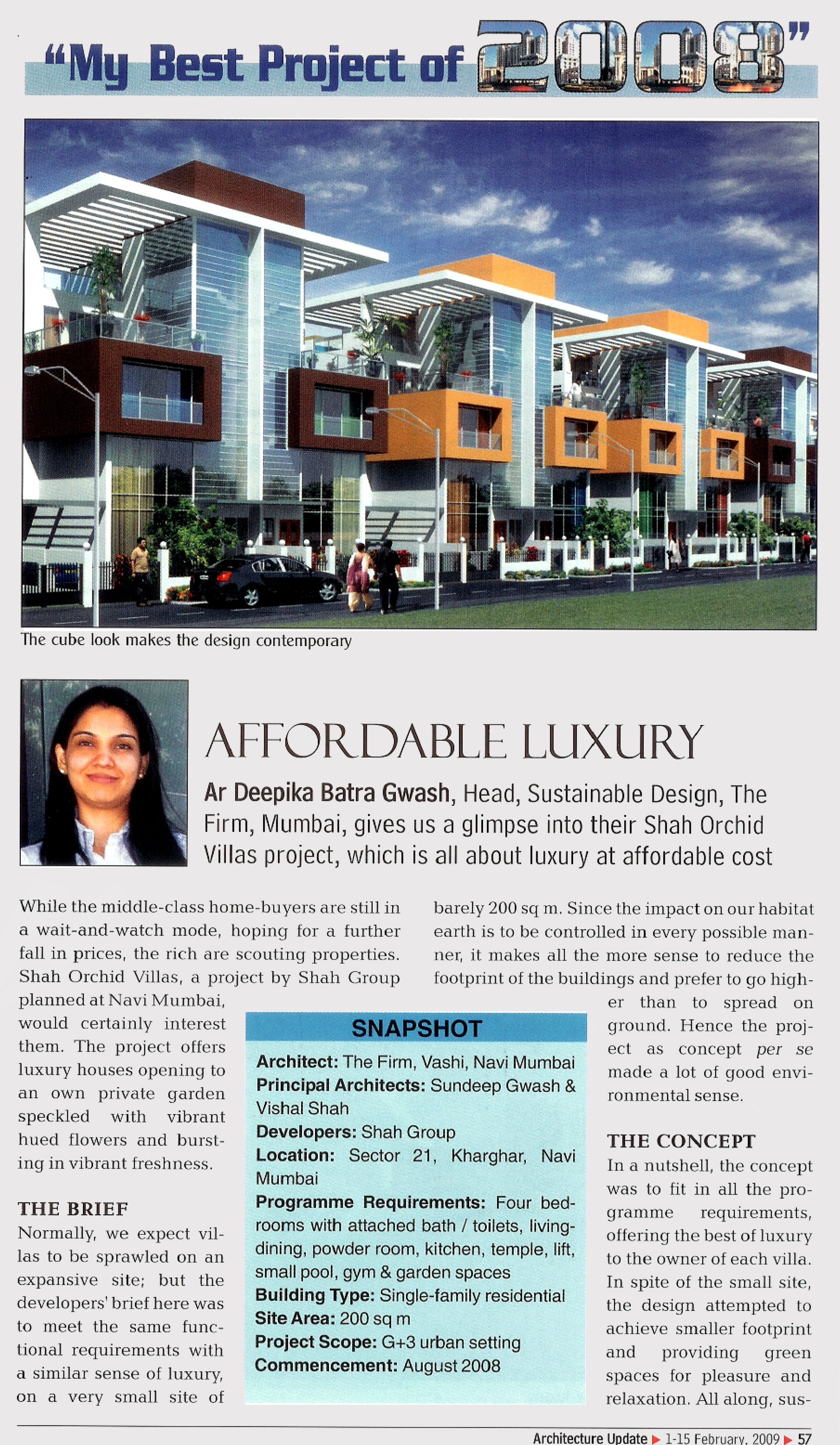 Project Orchid Villas - 'Green Homes' featured in 'My Best Project of 2009' Architecture Update - February 2009