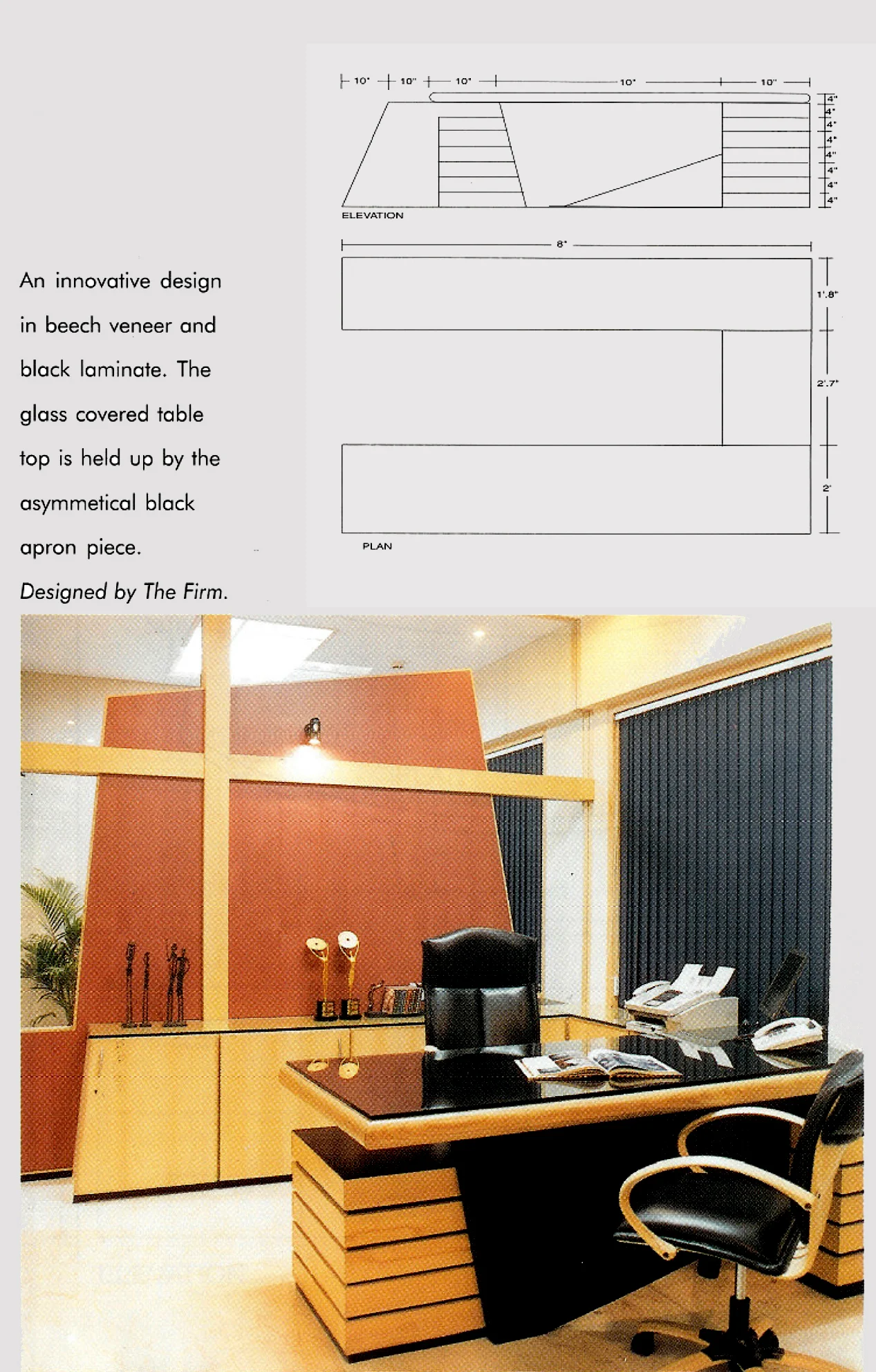 Furniture pieces designed by THE FIRM featured in Woodlok Furniture Catalog - April 2002