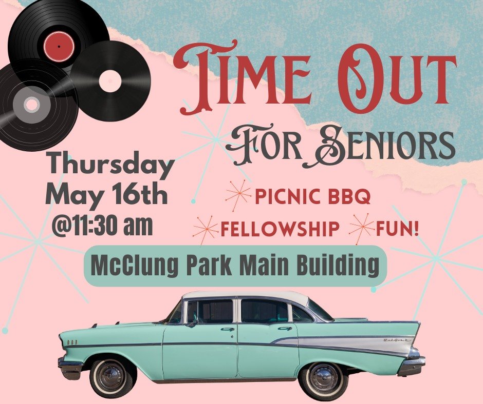 📢We will be in the Main Building at McClung Park for Thursday's Time Out for Seniors! Don't let the weather keep you away, we're going to have a great time rain or shine! 

#jcfumc #jcfumcactivesenioradults #timeoutforseniors #bbqpicnic