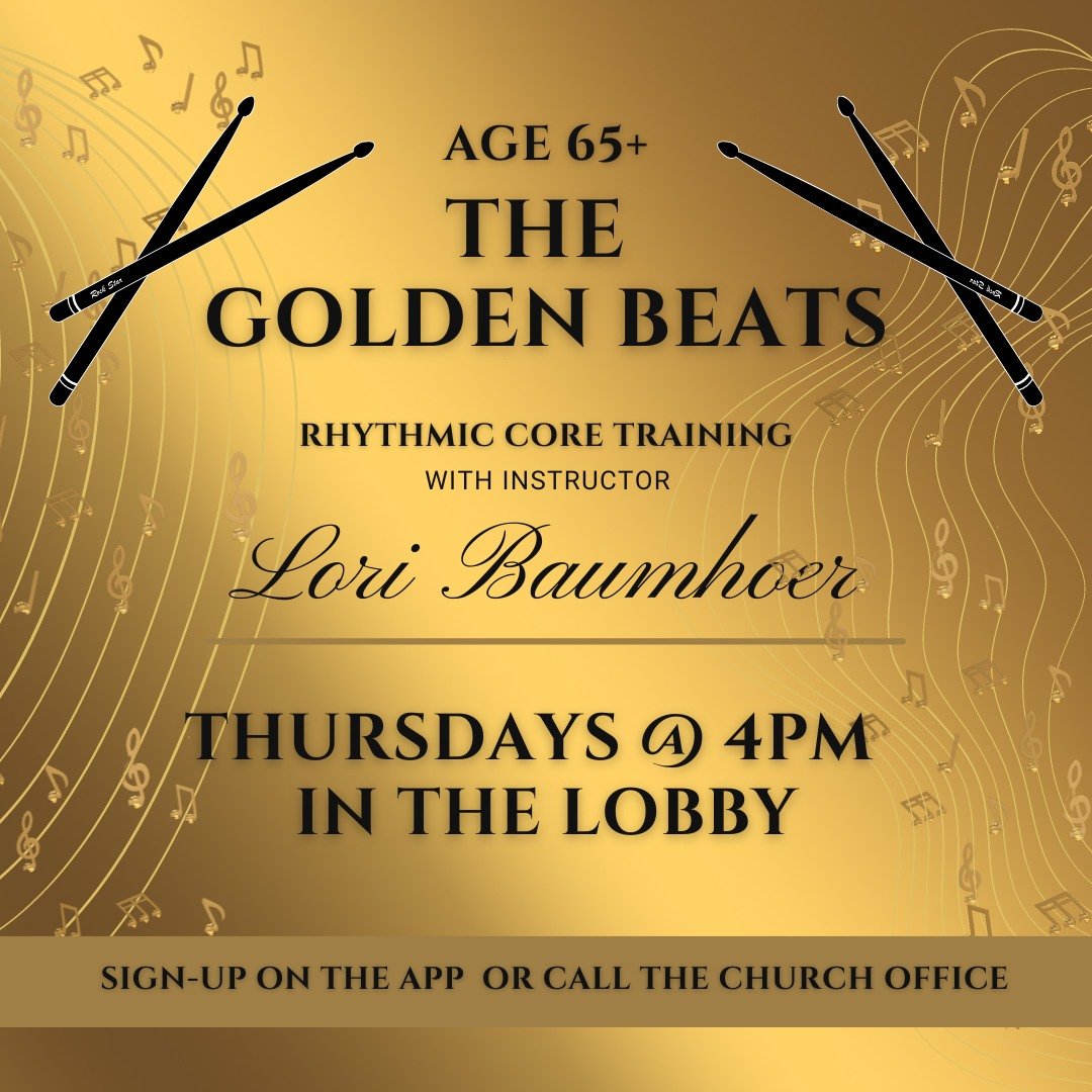 🎶We promise you'll have a ball at Golden Beats! Learn more and sign-up on the App or call the Church Office today! #jcfumc #jcfumcsenioradultsactivelifestye #drumsalivegoldenbeats