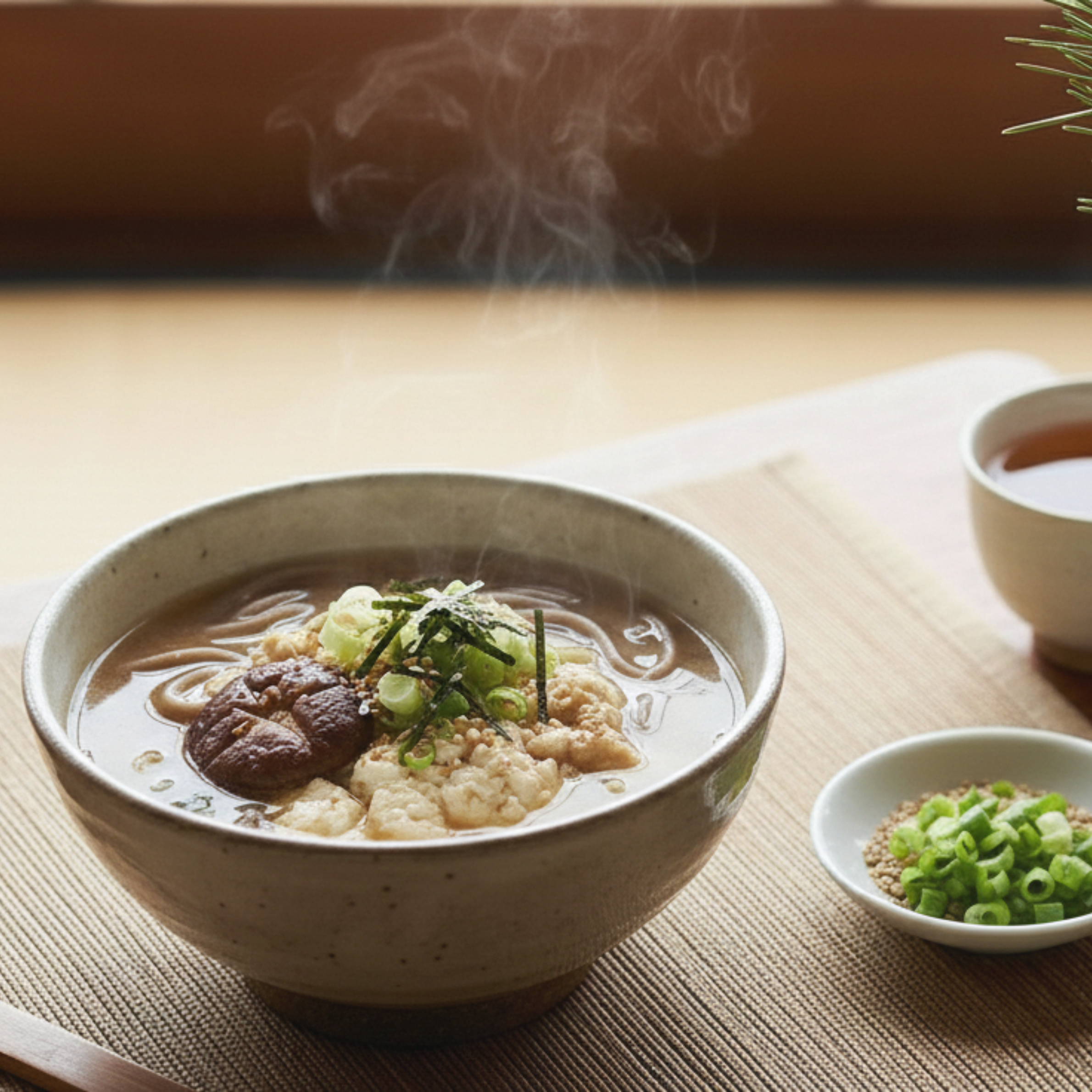 Miso Soup with Silken Tofu, Soba &amp; Mushrooms