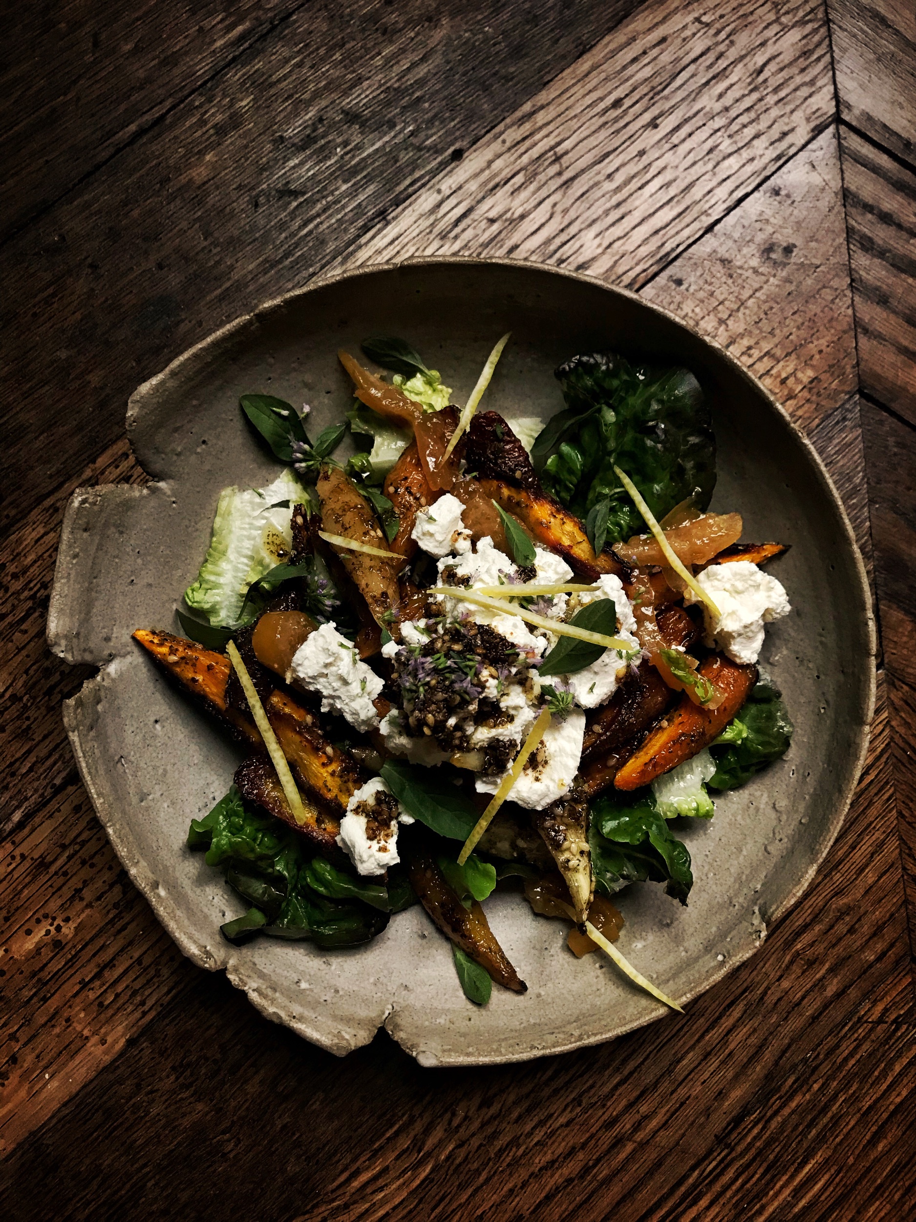 Roasted carrot salad with labneh