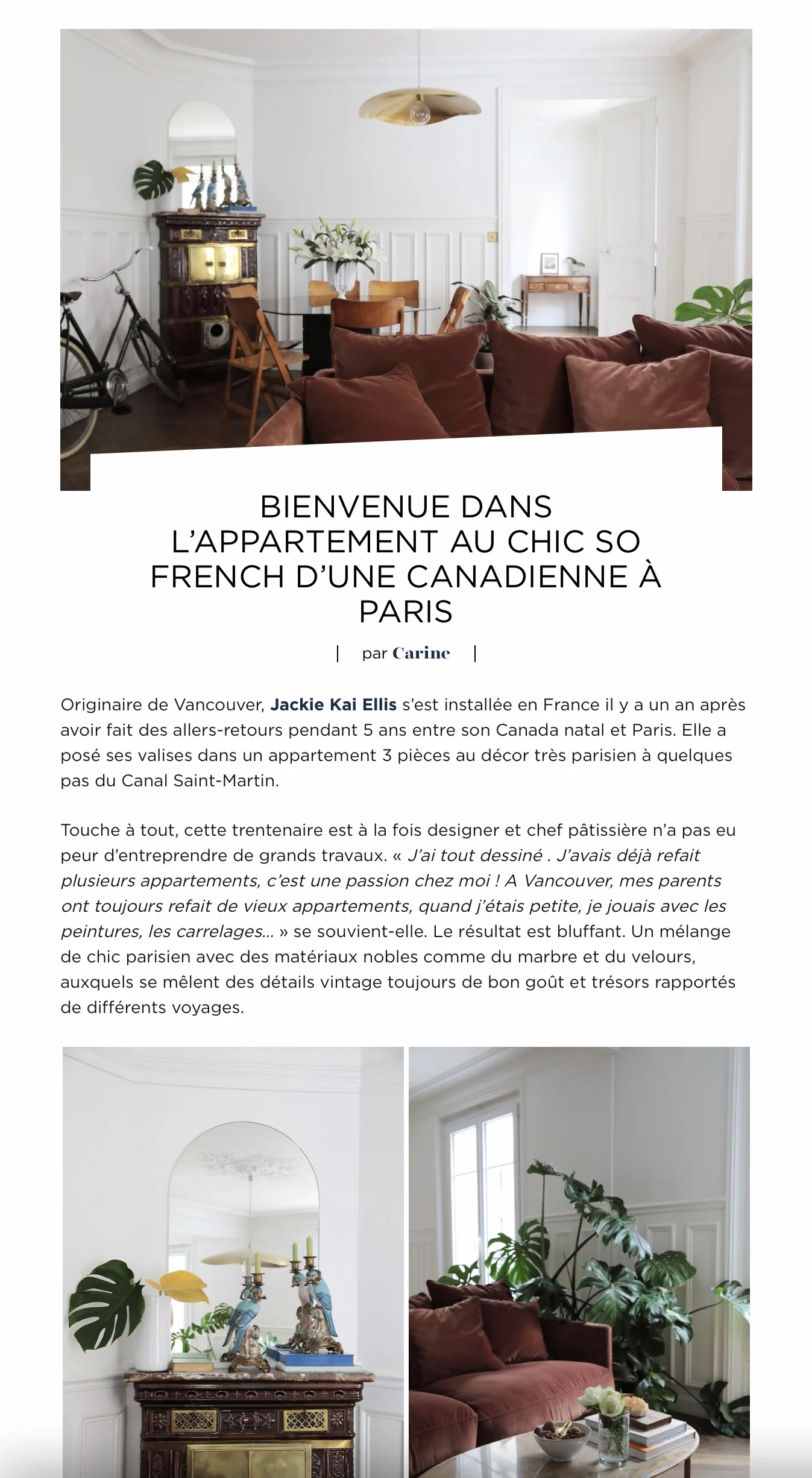 Hello Blogzine - Bienvenue dans l’appartement au chic so French d’une Canadienne à Paris.