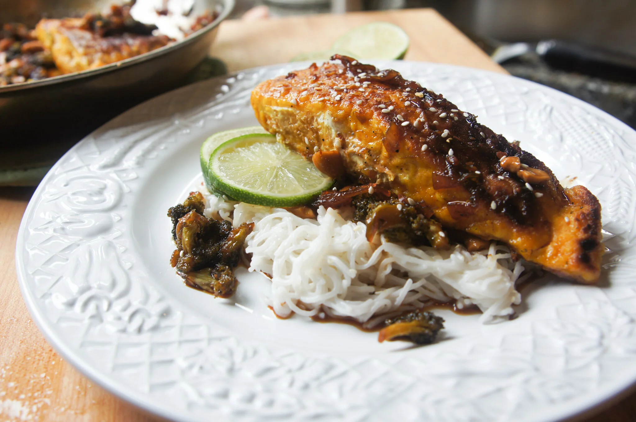 Thai Salmon with Coconut Rice Noodles